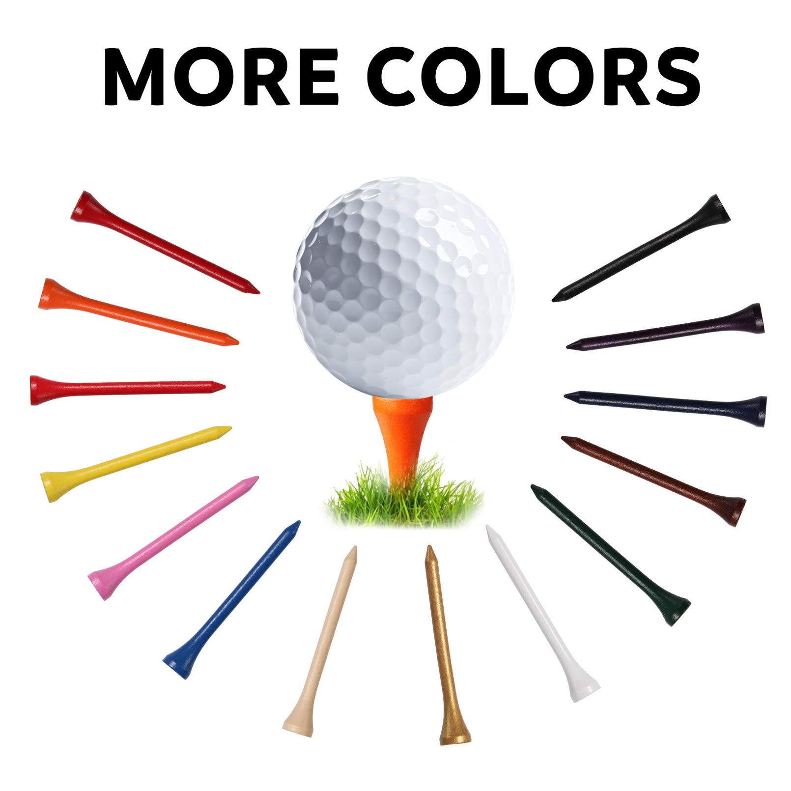 Premium 3 1/4 Inch Wooden Golf Tees - 77 Count Professional Deluxe Hardwood Tees in 20+ Color Options (Pink) - Perfect for Driving Range Practice, Tournament Play & Golf Course Use