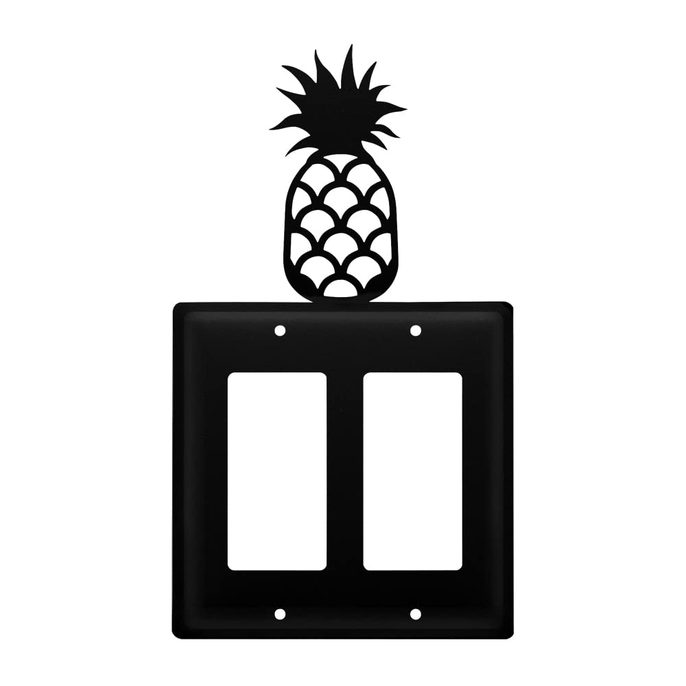 Wrought Iron Pineapple Double GFCI Outlet Cover - Rustic Decor for Outdoor & Indoor Use - Weatherproof Electrical Outlet Cover for Patio, Garden, and Home Decor