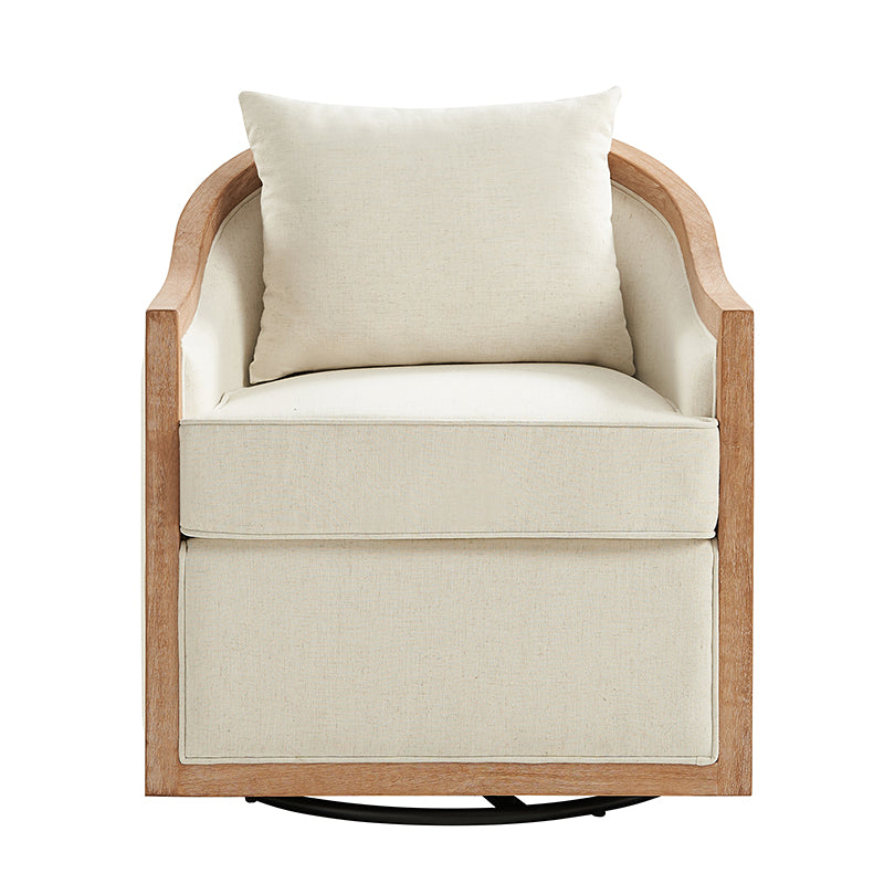 Farmhouse Swivel Chair with Toss Pillows - Percy Jess Cozy Accent Chair for Living Room, Bedroom & Reading Nook - Perfect for Relaxing and Home Decor