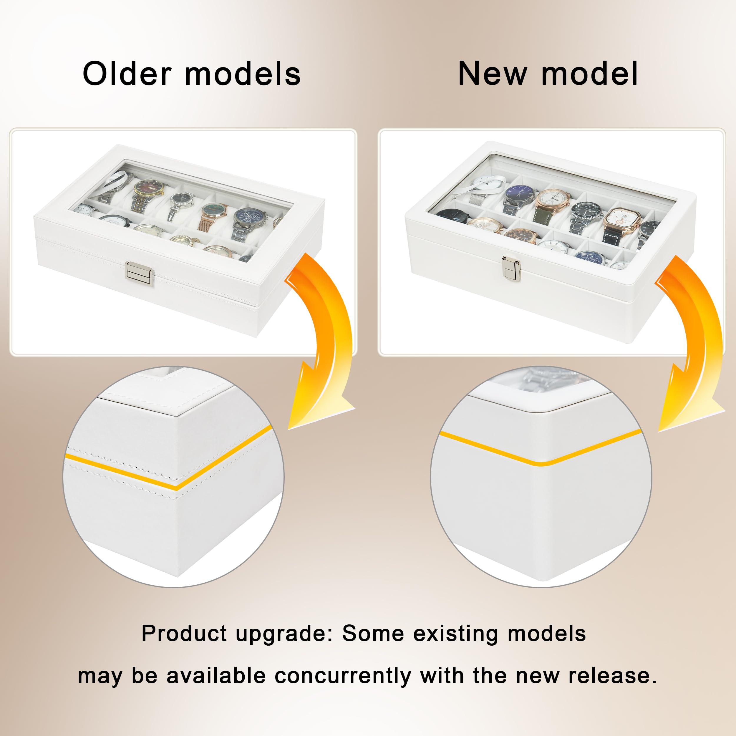 Premium GUKA 12-Slot Watch Box with Real Glass Lid & Removable Pillows - Luxury White Synthetic Leather Watch Organizer for Men | Perfect for Watch Collection Display, Storage & Travel