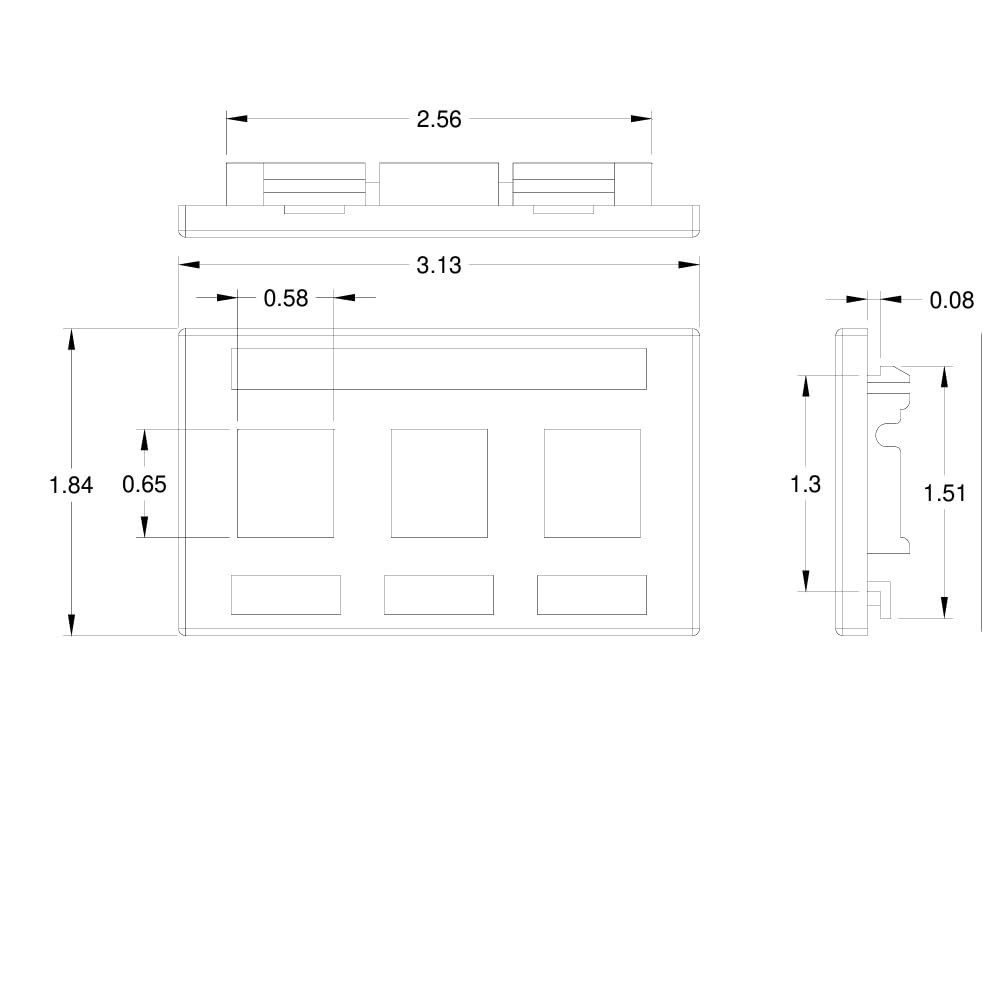 ICC 3-Port Modular Furniture Faceplate for EZ/HD Style - Gray | Cable Management Solution for Office & Home Workstations
