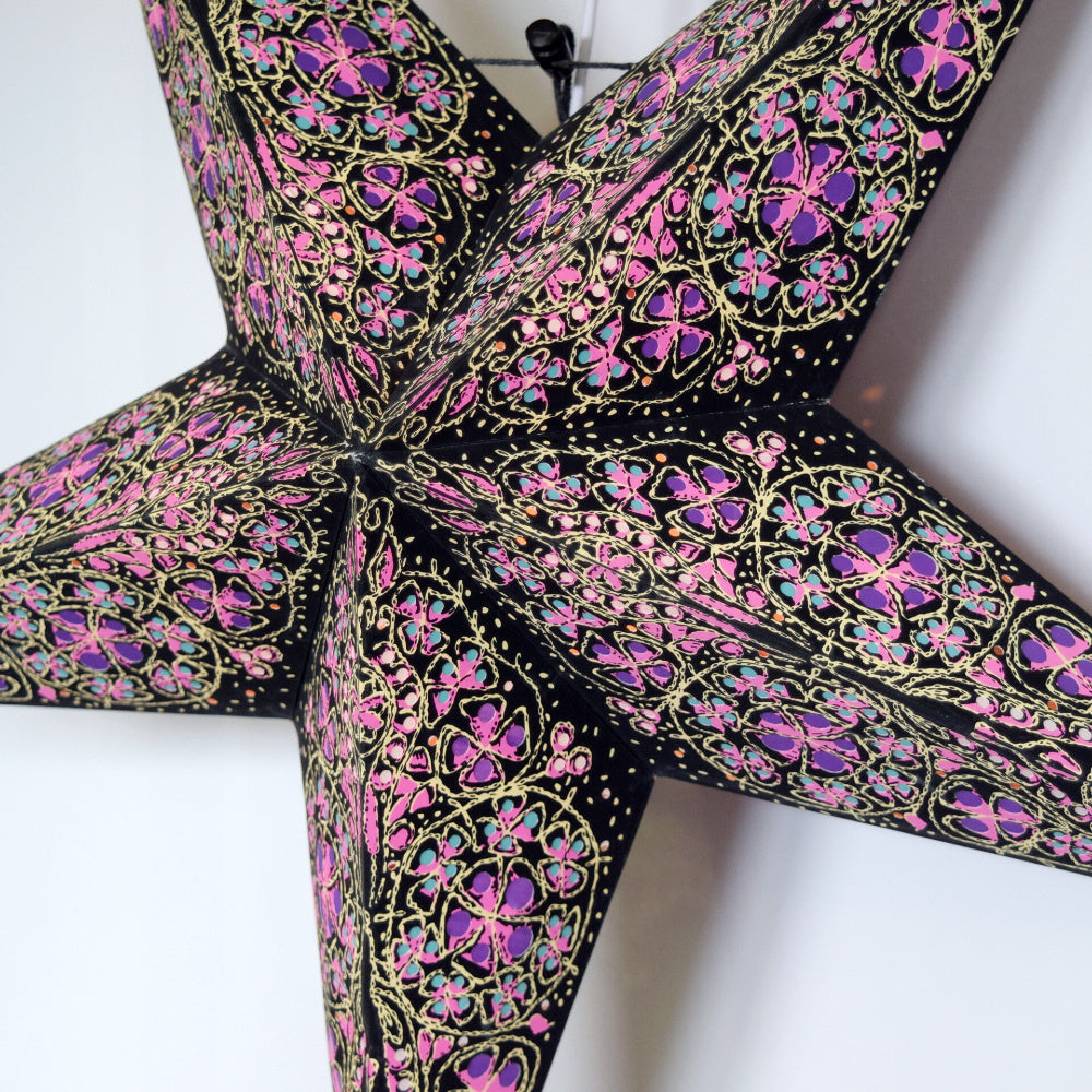 24 Pack Purple Paper Star Lanterns for Wedding, Party & Garden Decor - Hanging Decorative Lights for Outdoor & Indoor Events, Birthday Celebrations
