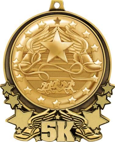 5K Running Medals - 3 Inch Gold Race Medals for 5K Races, Marathons & Athletic Awards - Perfect for Finisher Trophies, Sports Competitions and Achievement Recognition
