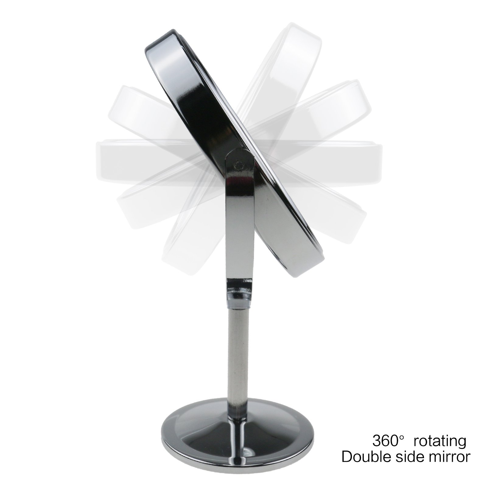 2-Pack Mini Standing Desk Mirror - 360° Swivel Vanity Mirror with 1x & 2x Magnification (3