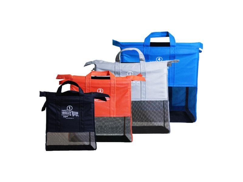 BergHOFF 4-Piece Original Metro Trolley Bags - Reusable Shopping Bags for Groceries, Farmers Market & Supermarket Trips