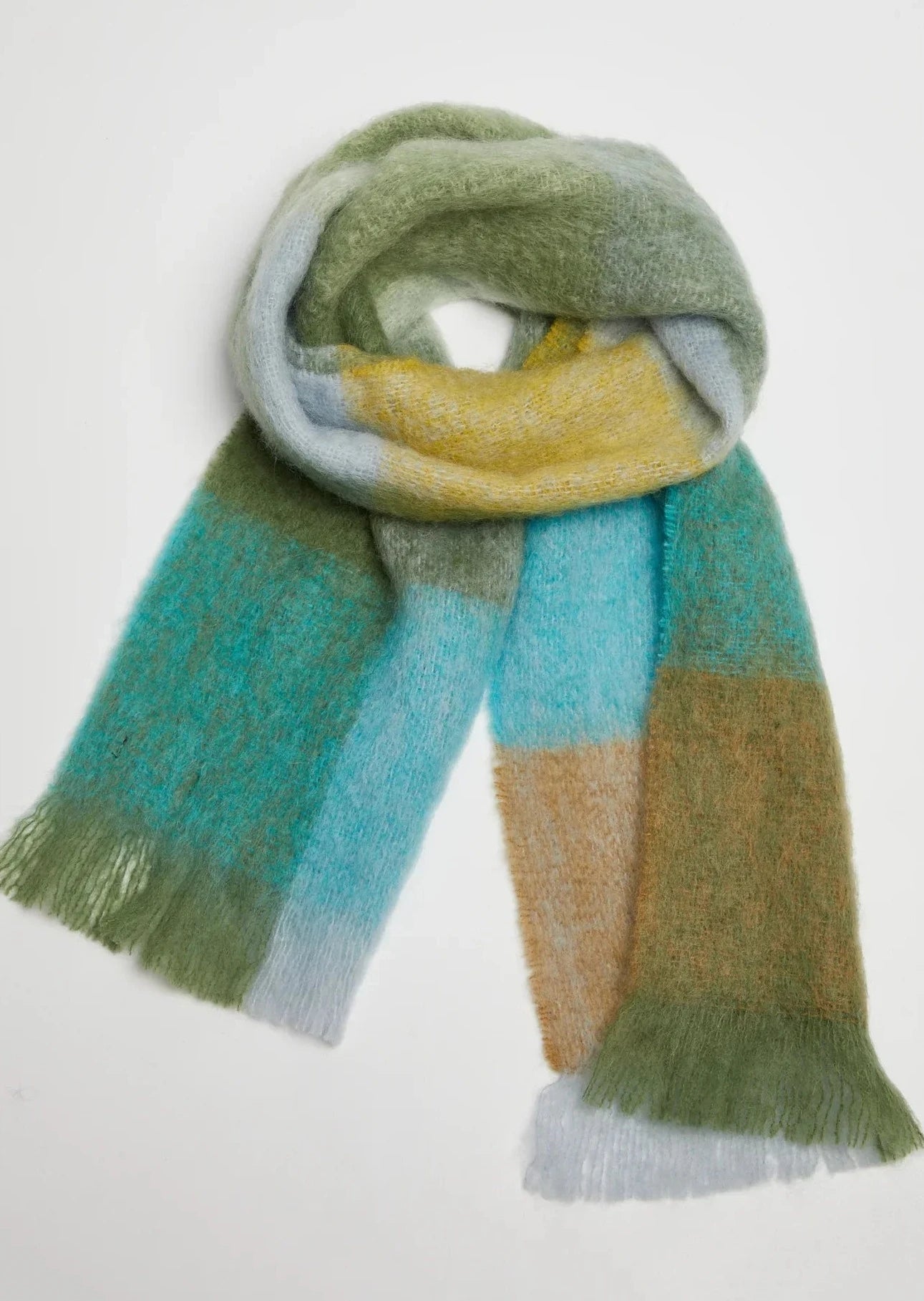 Foxford Giant Mohair Scarf - Soft Warm Blue Green Oversized Winter Wrap for Women & Men | Perfect for Cold Weather, Outdoor Activities & Fashion Accessories