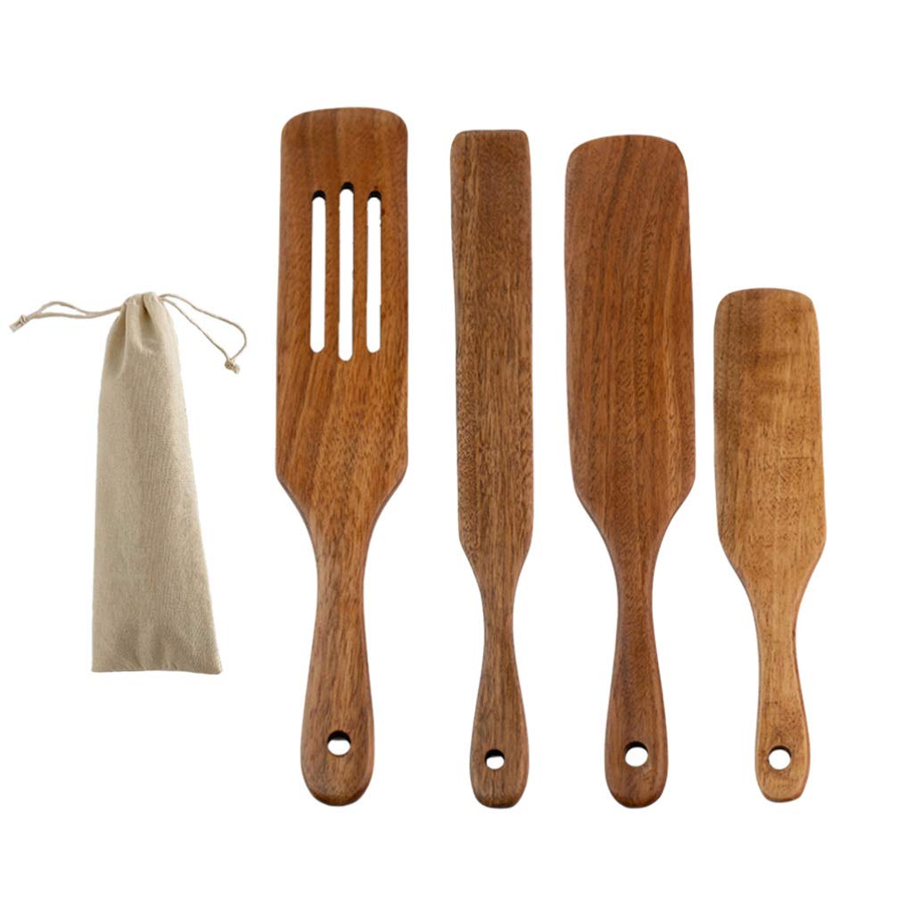 Wooden Spatula Set - 5pcs Heat-Resistant Cookware for Non-Stick Cooking & Baking