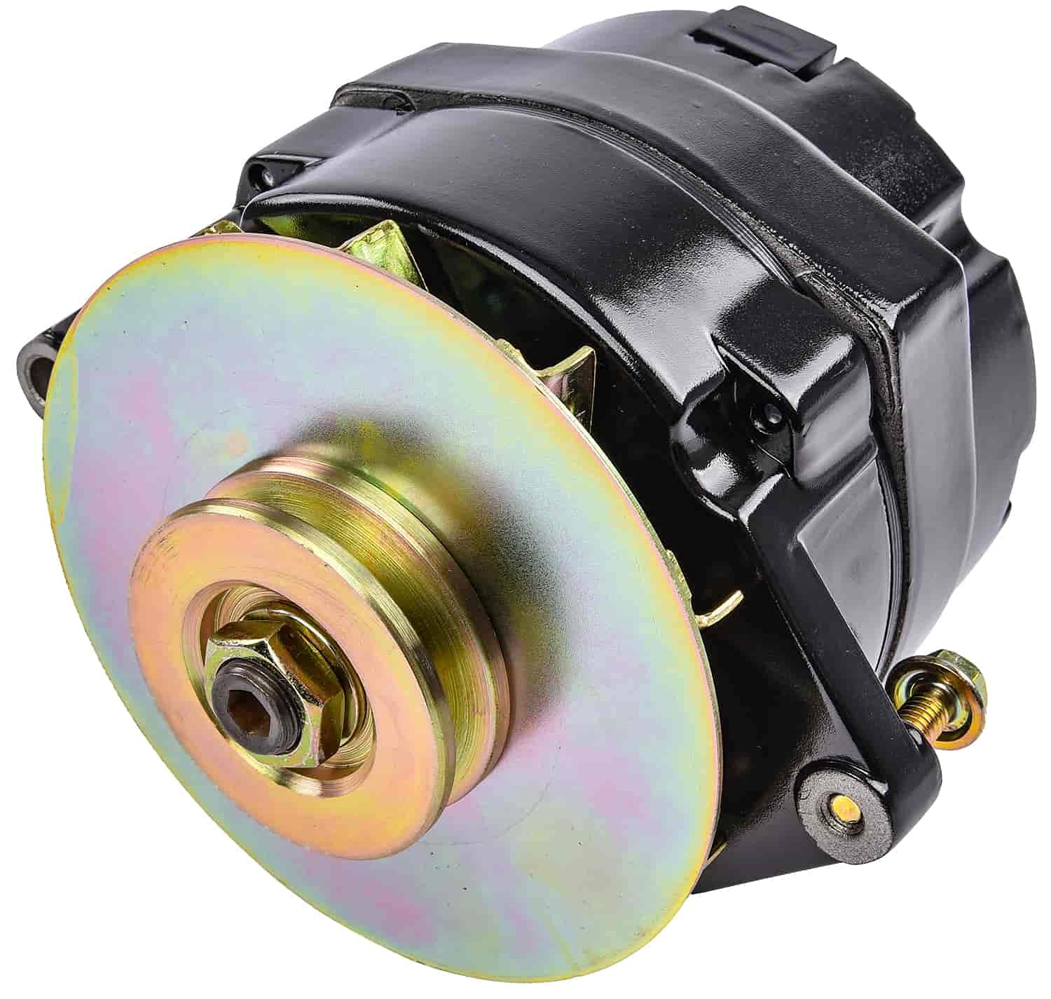 JEGS 1-Wire GM Alternator 100 Amp High Output - Made in USA - Black Finish - Single Groove V-Belt Pulley - Internal Regulator 12 Volt GM 10si - Perfect for Classic Car Restoration & Performance Upgrades