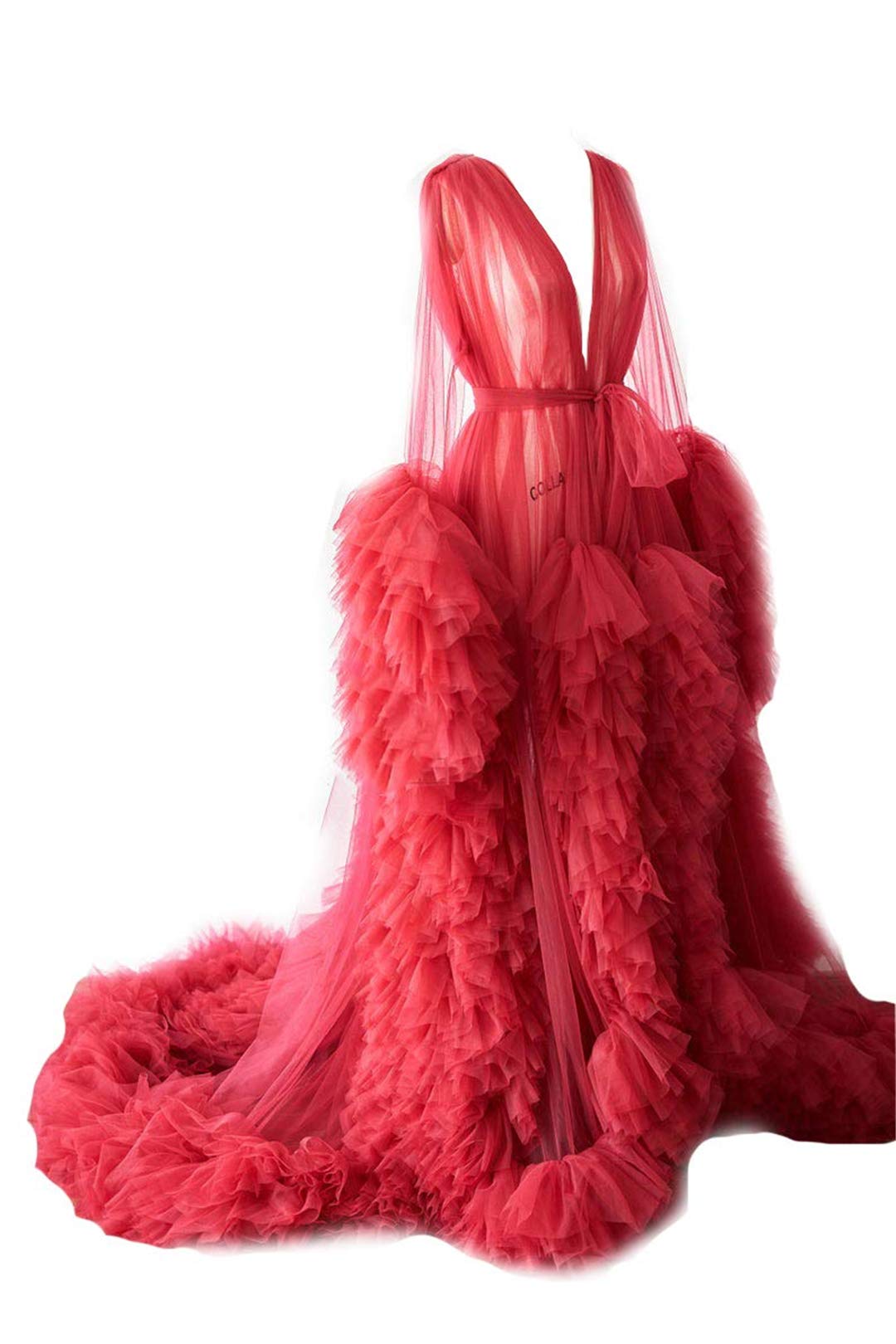 Elegant Tulle Robe - Long Lingerie Bridal Dressing Gown, Puffy Nightgown for Wedding, Boudoir Photoshoot & Romantic Occasions