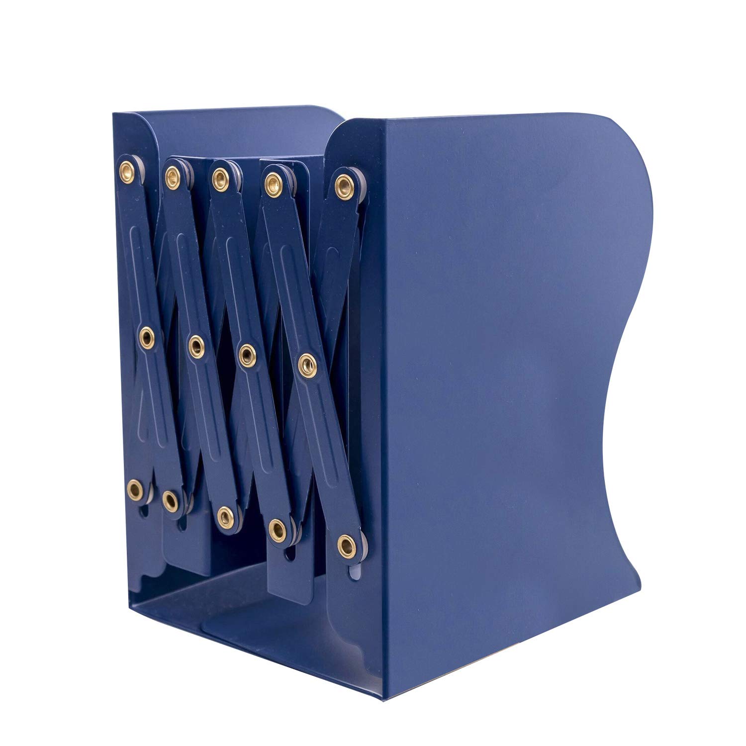 Adjustable Bookends for Desk - Large Capacity Retractable Book Holder for Books, Magazines, Files - Office, School, Library, Bedroom Organizer (Blue) - Perfect for Home Office, Study Room & Bookshelf Organization
