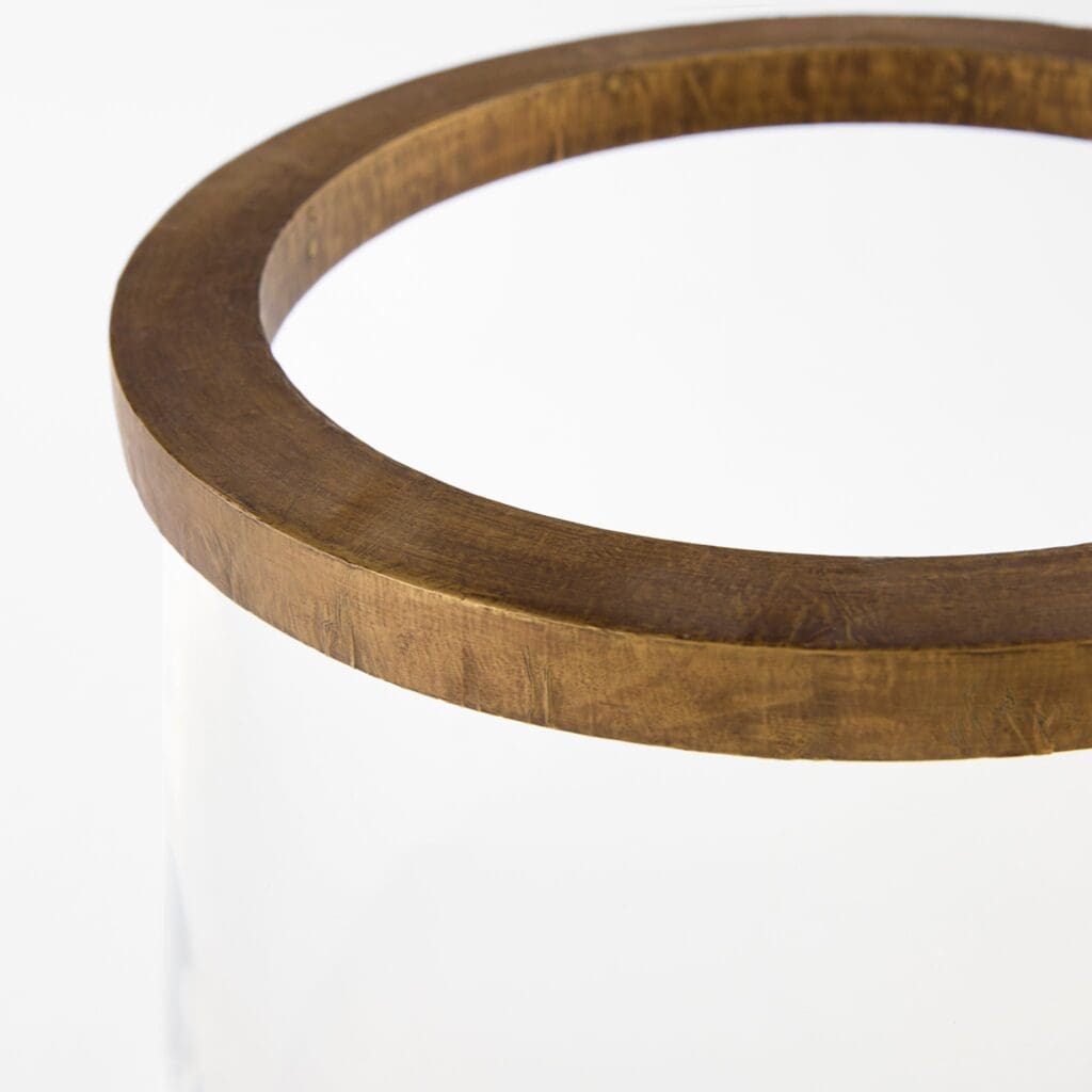 Cyan Design 11640 Reed Tabletop Hurricane Candle Holder - Antique Brass & Dark Brushed Mango Finish - Perfect for Dining Table Centerpiece, Wedding Decor, and Home Accent Lighting