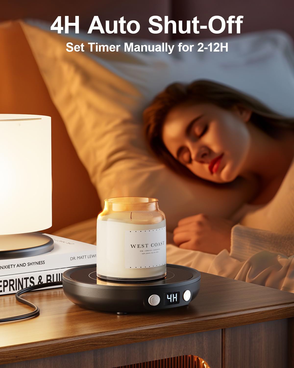 SWEETFULL 36W Mug Warmer with 3-Temperature Settings & 2-12H Timer - Black Coffee Cup Warmer for Desk, Office, Home - Perfect Gift for Coffee Lovers, Women, Men, Mom & Dad - Keep Coffee, Tea, or Hot Chocolate Warm While Working or Relaxing