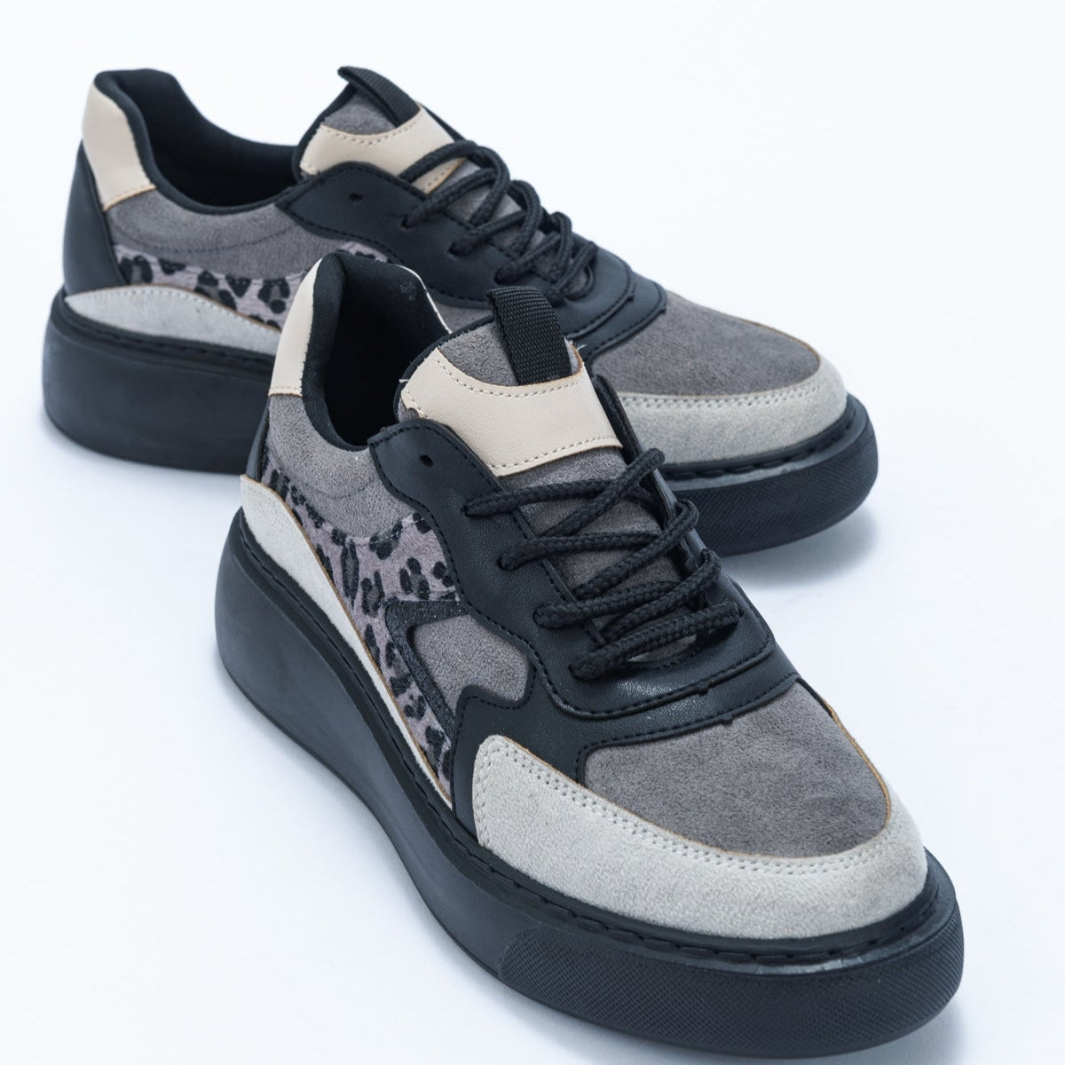 Ida Dark Grey Platform Sneakers for Women - Chunky Comfortable Casual Shoes | Perfect for Streetwear, Daily Wear & Fashion Outfits