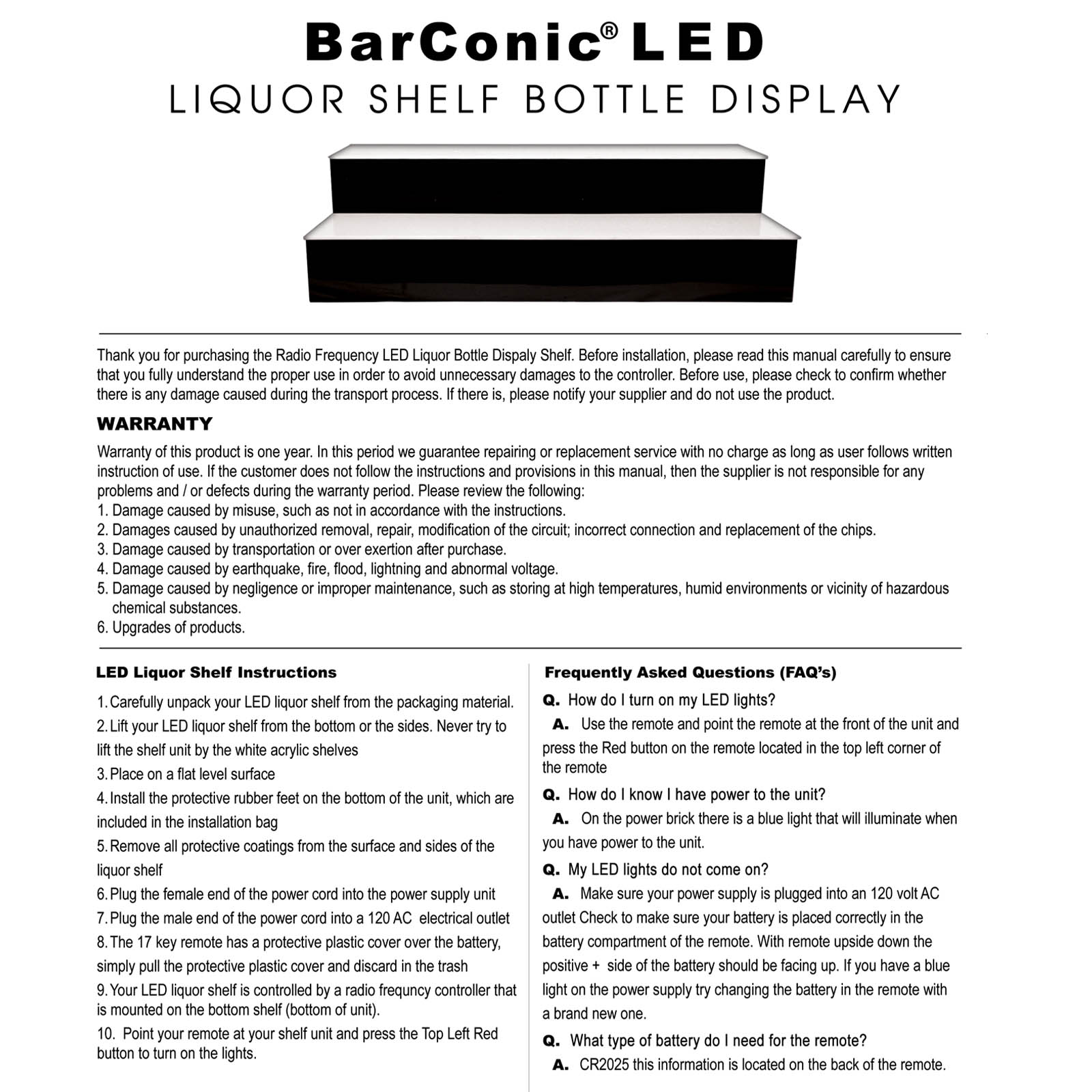 BarConic® 2-Tier LED Liquor Bottle Display Shelf - Black with Multi-Colored Lights | Perfect for Home Bars, Restaurants & Retail Stores