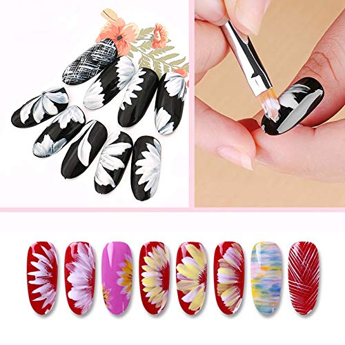 Professional Nail Art Brush Set for Manicure - Various Shapes & Sizes for Drawing Lines, Flowers & Patterns - Pink Nail Painting Tool Kit for Salon & Home DIY Nail Designs
