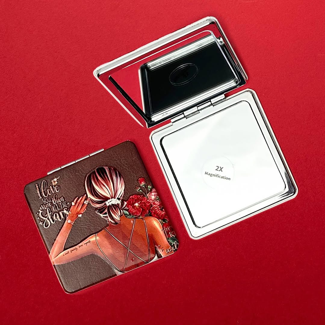 Portable Square Compact Mirror with Mirror Case - Perfect for Travel, Makeup, and Handbag Essentials