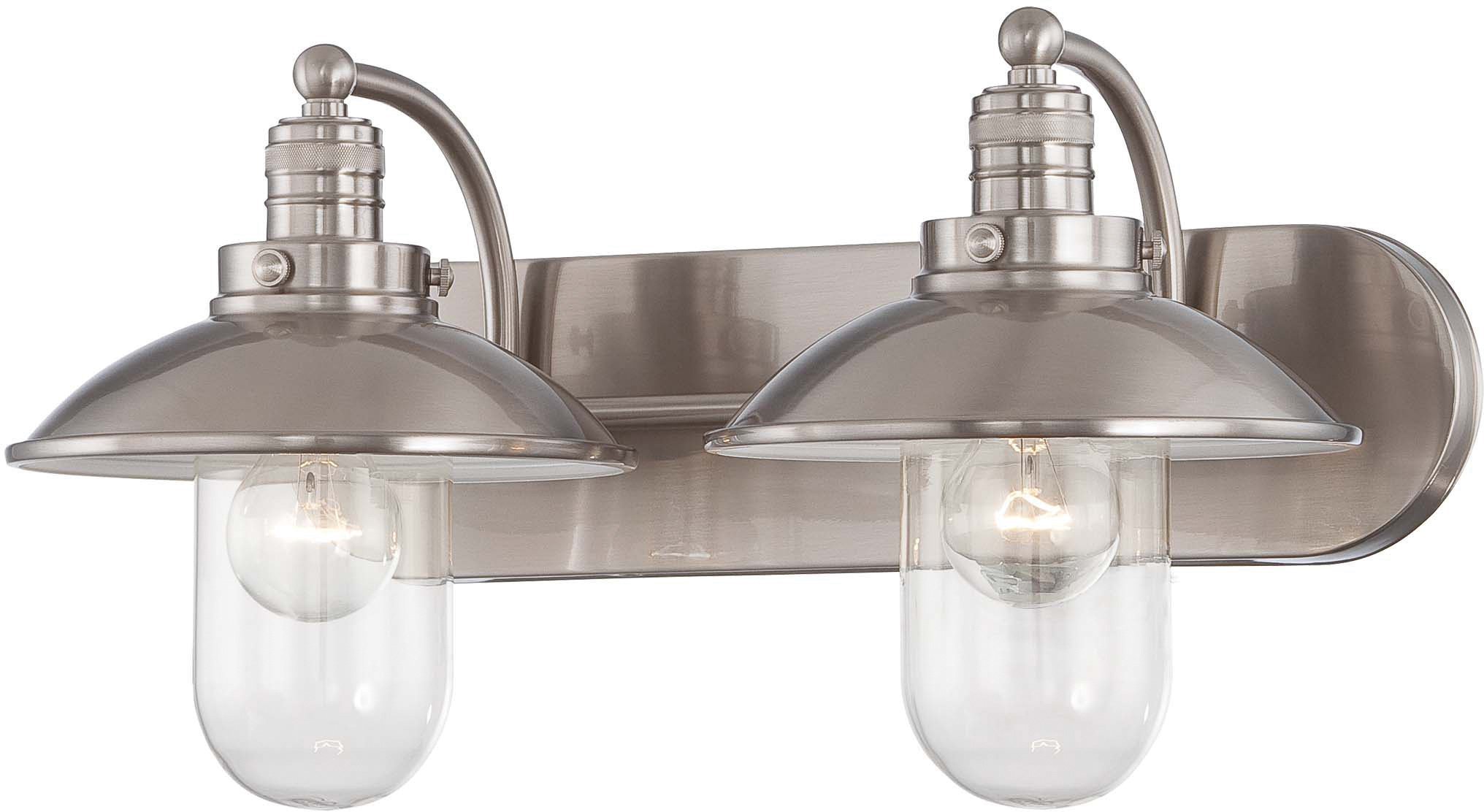 Minka Lavery 5132-84 Downtown Edison Glass Bath Vanity Lighting - Farmhouse Wall Sconce with 2 Lights, 120W, Brushed Nickel Finish - Perfect for Bathroom, Powder Room & Vintage Home Decor