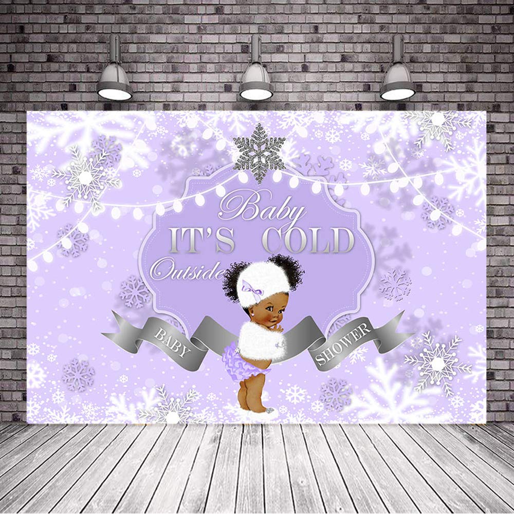 8x6ft Winter Purple Baby Shower Backdrop - Snowflake Design Vinyl Background for Girls' Baby Shower Party | Perfect for Indoor Decorations & Photography Backdrops