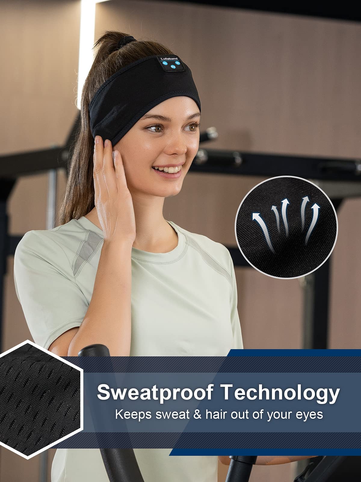 Wireless Bluetooth Sleep Headband with Built-in HD Stereo Headphones - 10-Hour Battery Life for Sleeping, Travel, Workout, Yoga & Meditation - Soft Comfortable Sleep Mask for Men & Women - Perfect Gift for Home, Office & Outdoor Activities (Dark Black)