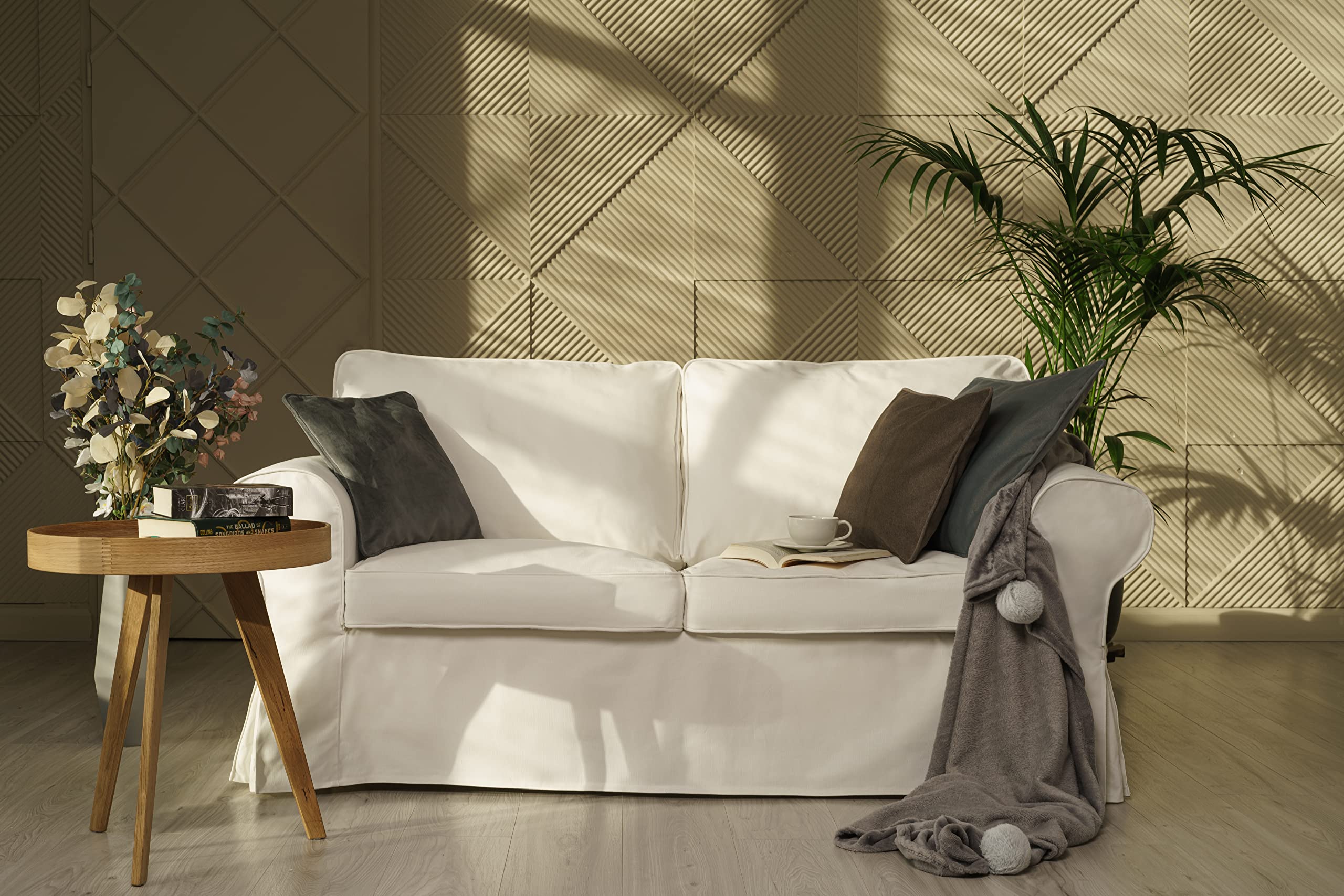 MASTERS OF COVERS Pre-Shrunk Cotton Ektorp Loveseat Sofa Slipcover for IKEA Two-Seater - Perfect Fit for Ektorp Series (White) | NOT Compatible with Uppland Sofa | Living Room Furniture Protection & Style Upgrade