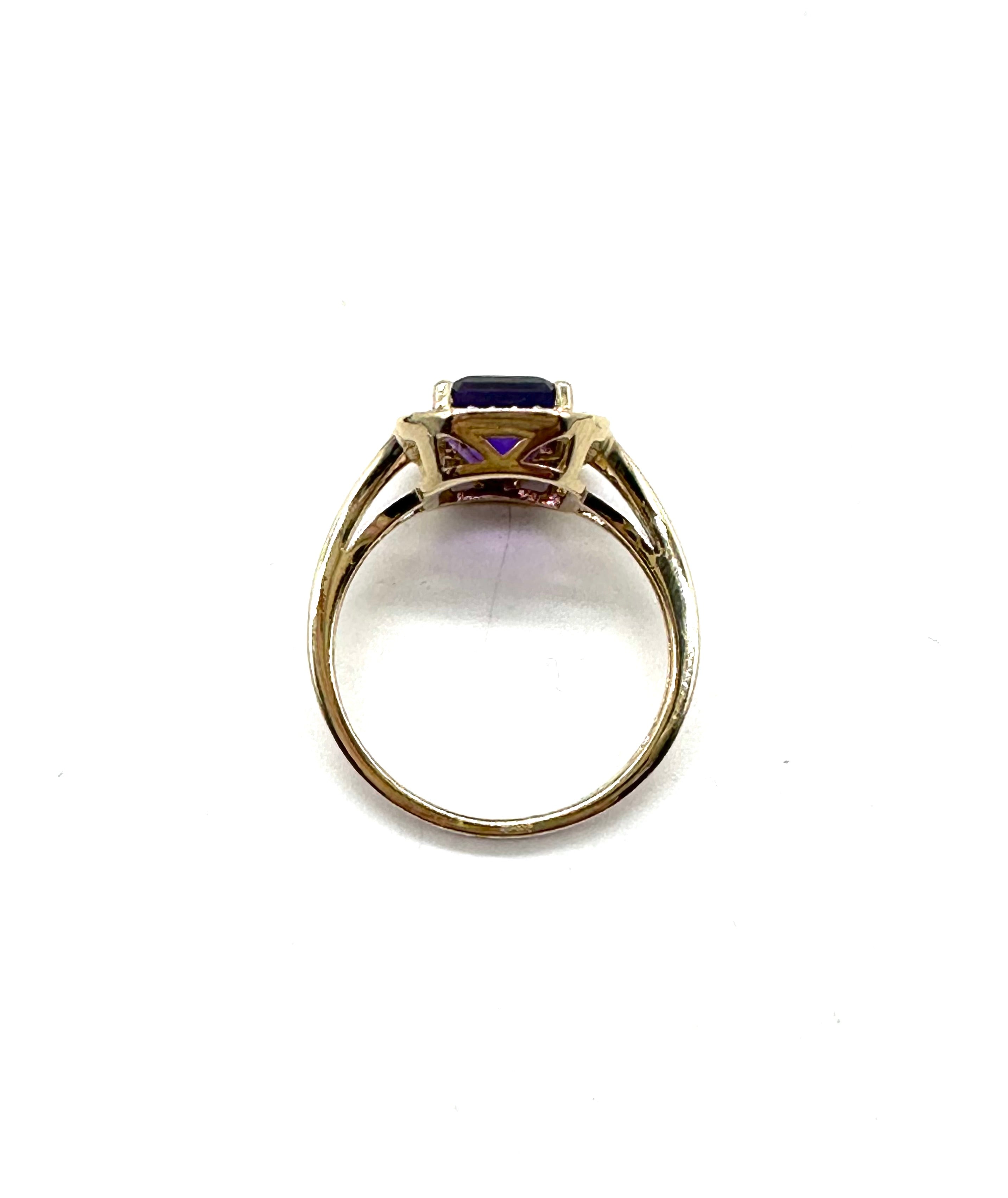 Exquisite 14K Gold Amethyst and Diamond Halo Ring for Women | Elegant Engagement, Wedding & Anniversary Jewelry Gift | Perfect for Valentine's Day & Special Occasions