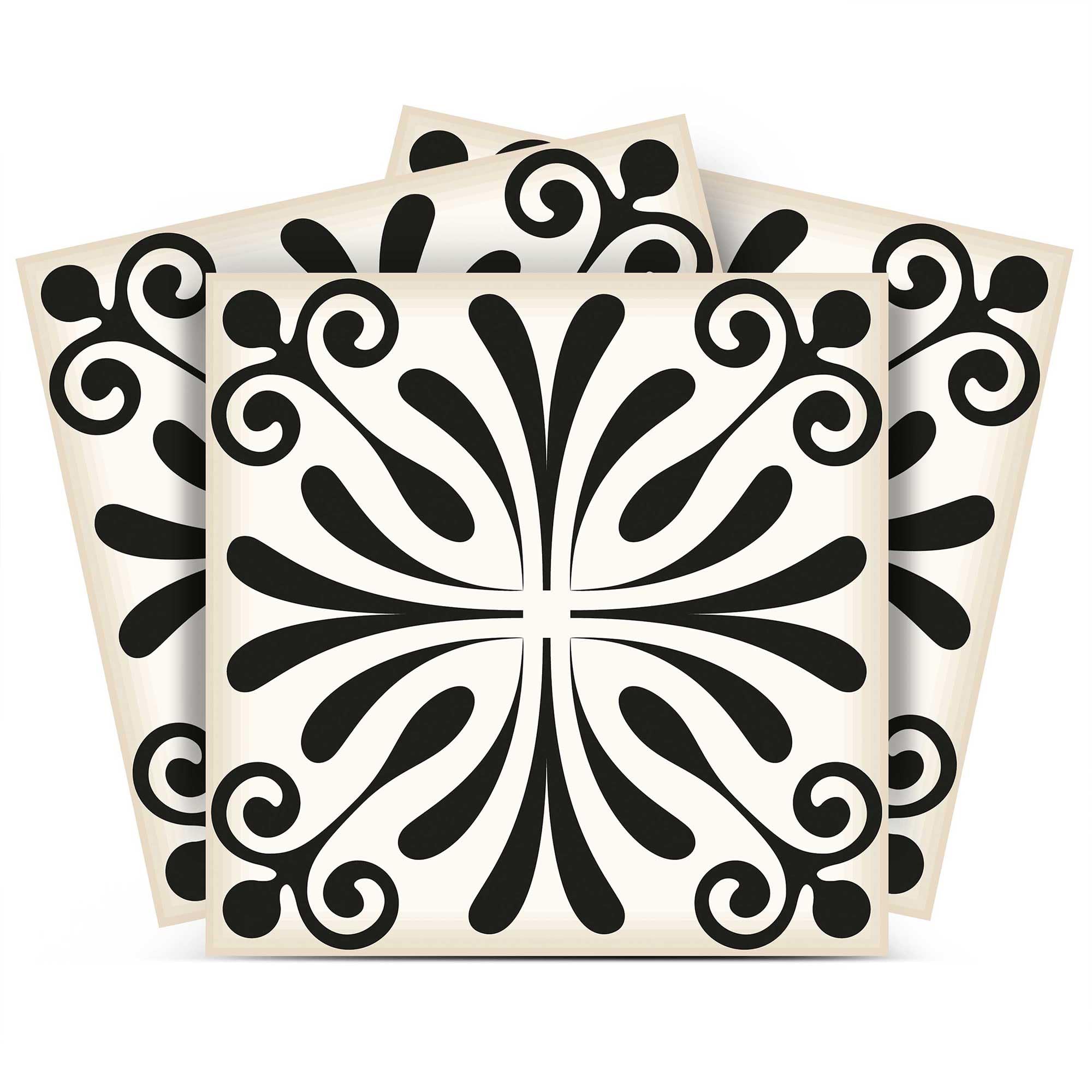Mi Alma Black and White Peel and Stick Tile Stickers - 24PC Self-Adhesive Backsplash Decals for Kitchen & Bathroom - 8x8 Inch Vinyl Wall Tiles (Victoria Collection) - Easy Home Decor Upgrade for Modern Farmhouse or Apartment Renovation