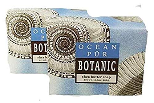 Greenwich Bay Trading Company 2-Pack 10.5 oz Shea Butter Soap Bars - Ocean Pur Scent | Natural Moisturizing Body Wash for Dry Skin | Perfect for Shower, Bath & Gift Giving