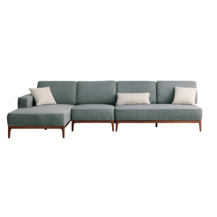 Premium Black Walnut & Ash Solid Wood Fabric Chaise Lounge Sofa - Modern Living Room Furniture for Relaxation & Home Decor