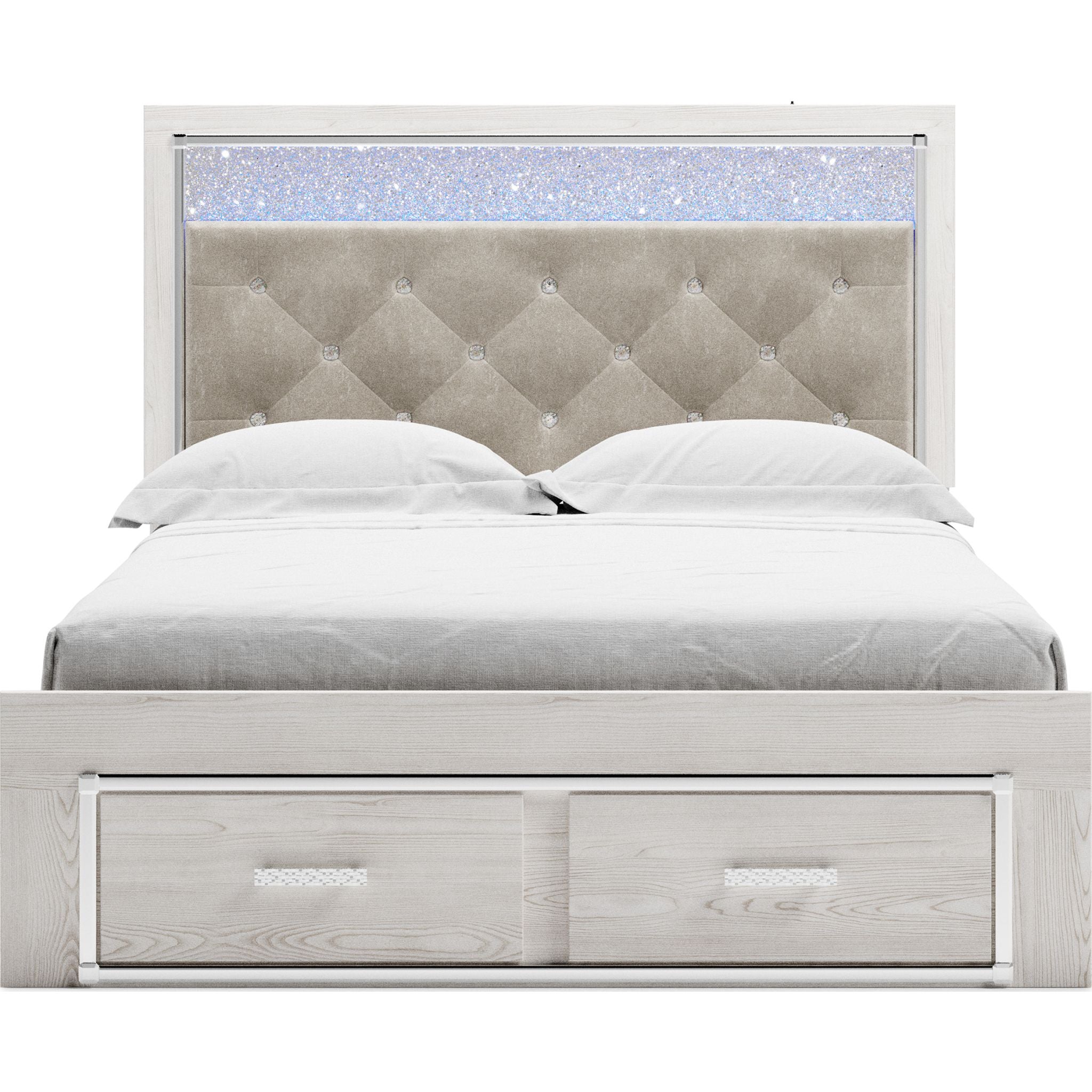 Altyra White Storage Bed with Underbed Drawers - Modern Platform Bed Frame with Hidden Storage for Small Spaces, Bedroom & Guest Room Organization