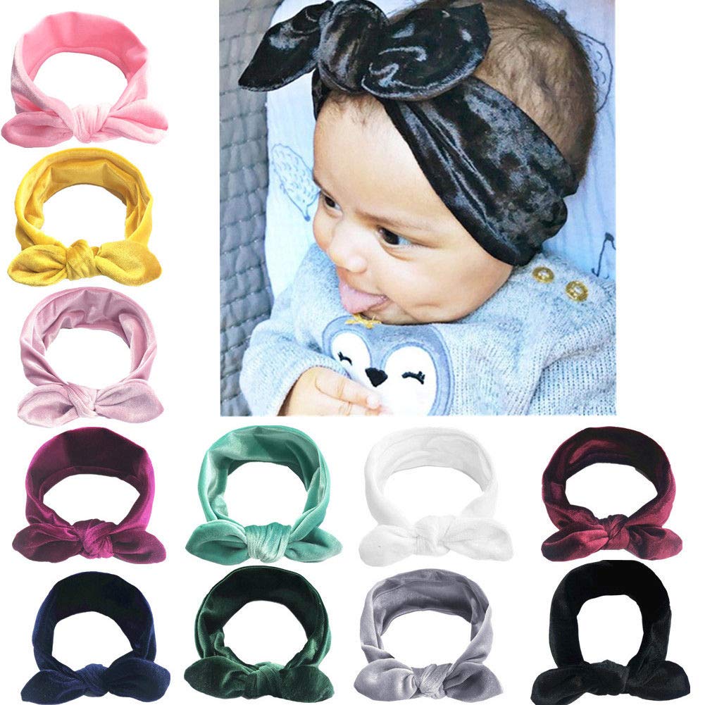 11Pcs Velvet Hair Bows for Toddler Girls - Soft Ribbon Headbands & Big Bow Hair Accessories for Baby, Kids - Perfect for Parties, Holidays & Daily Outfits