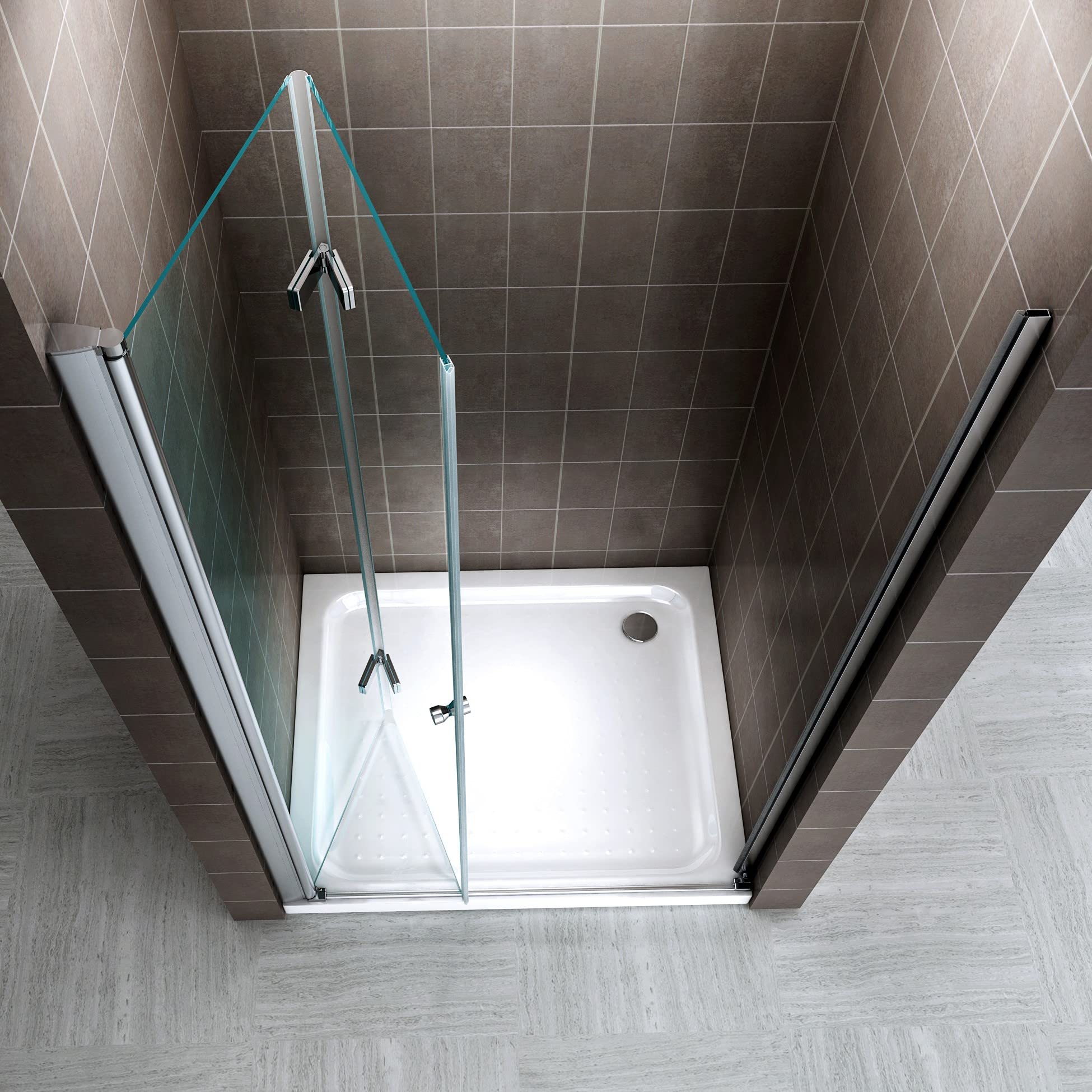 Frameless Single Folding Shower Door Enclosure - 6mm ESG Tempered Safety Glass - Clear Glass Bathroom Upgrade for Small Spaces - Perfect for Apartments, Tiny Homes & Modern Bathrooms