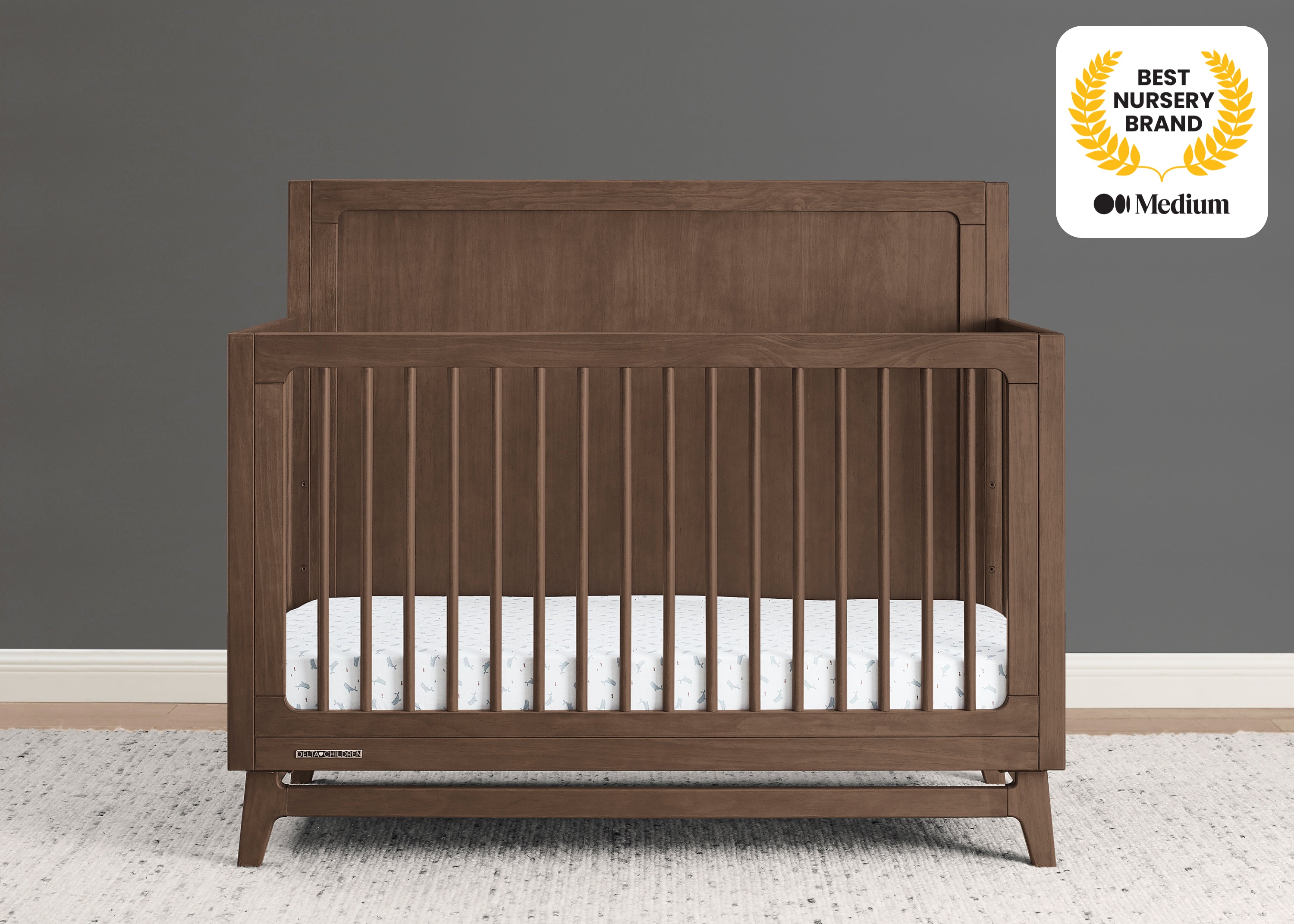 Convertible 6-in-1 Baby Crib by Spencer - Nursery Furniture That Grows with Your Child from Newborn to Toddler Bed
