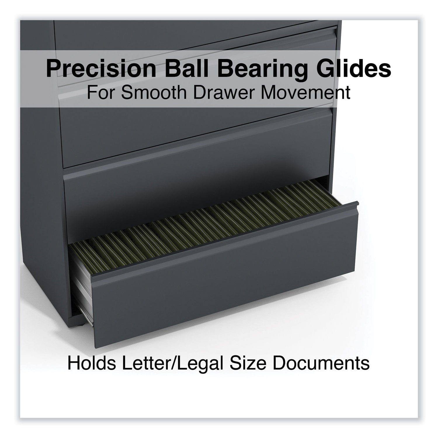 Alera® 4-Drawer Lateral File Cabinet - Legal/Letter/A4/A5 Size - Charcoal Finish - 42