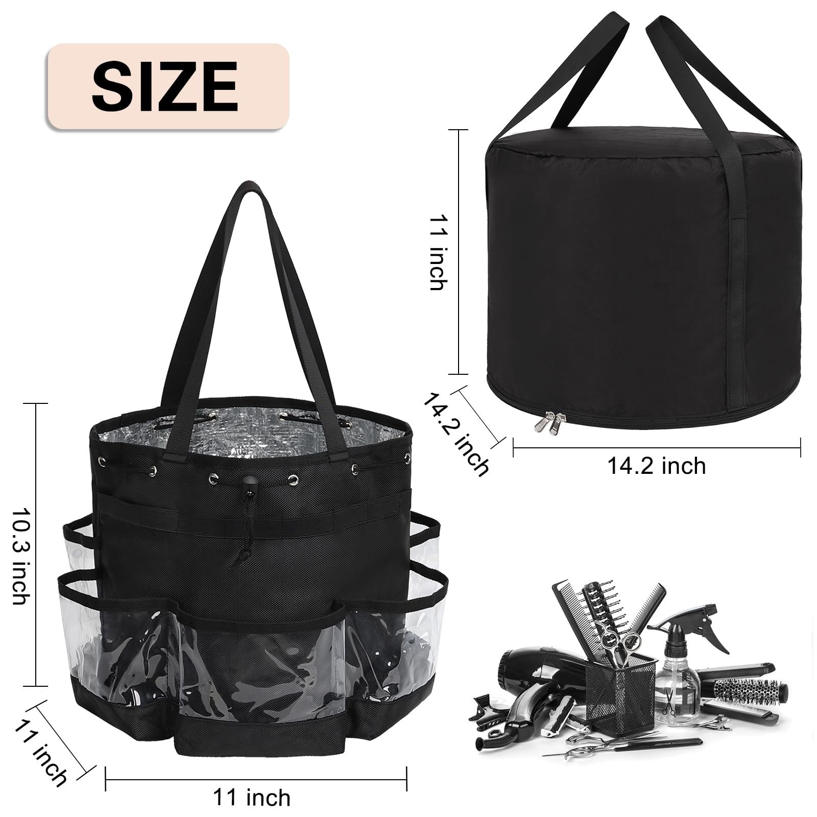 CUBETASTIC 2-Piece Professional Hairstylist Travel Bag Set - Large Capacity Heat-Resistant Barber & Hair Tools Organizer - Waterproof Makeup & Shower Toiletry Bag for Salon Professionals & Travel