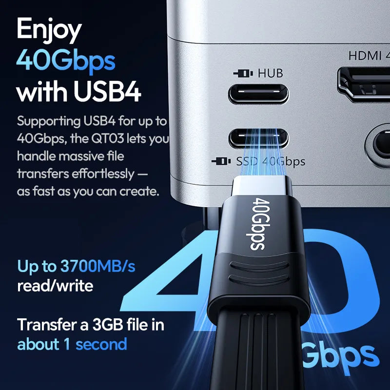 Ulanzi QT03 USB-C Docking Station with SSD Enclosure - 4K HDMI, 100W PD, 5Gbps Data Transfer - Perfect for MacBook Pro, iPad Pro & Windows Laptops - Home Office & Video Editing Setup