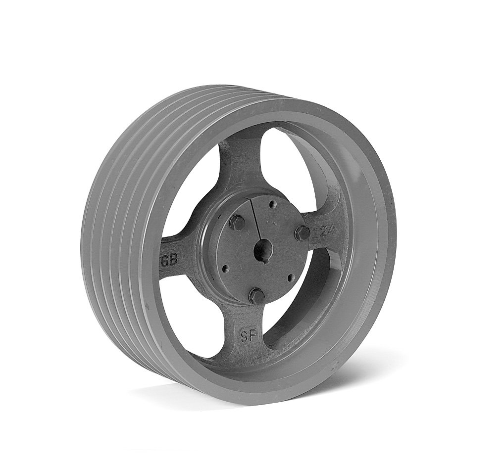6 Groove C-Section Cast Iron V-Belt Pulley - 6C85E Bushing Bore for Industrial Machinery & Power Transmission Systems