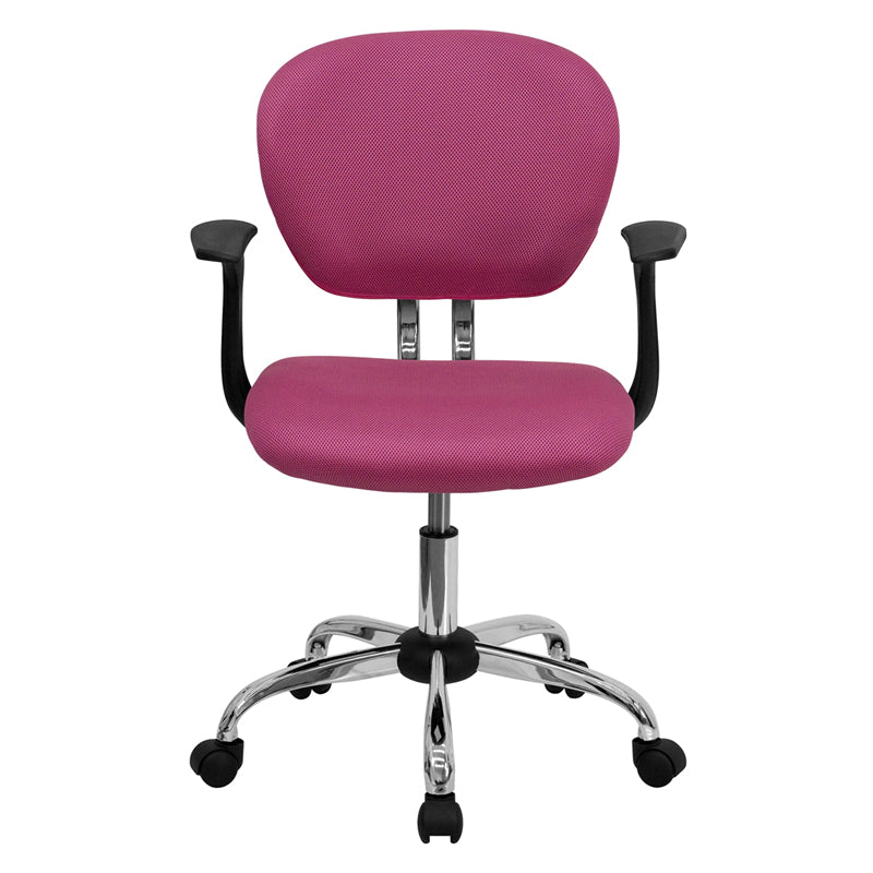 FLASH Beverly Mid Back Black Mesh Office Chair with Padded Seat, Swivel & Adjustable Height, Chrome Base & Arms - Ergonomic Desk Chair for Home & Office Workspace