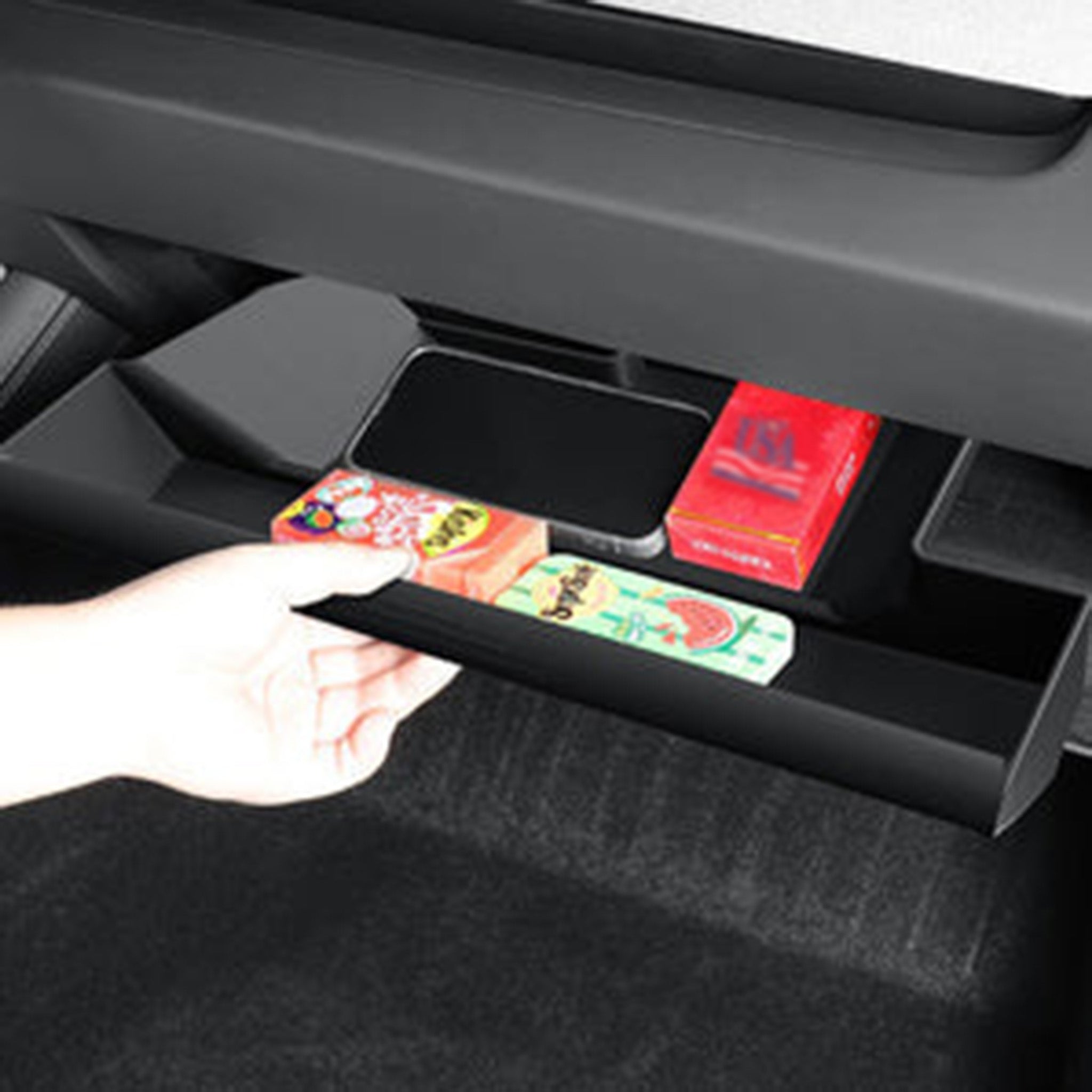 Premium Drawer-Style Glove Box Organizer for 2024+ Tesla Model 3 Highland - Perfect for Car Storage, Organization & Easy Access to Essentials While Driving