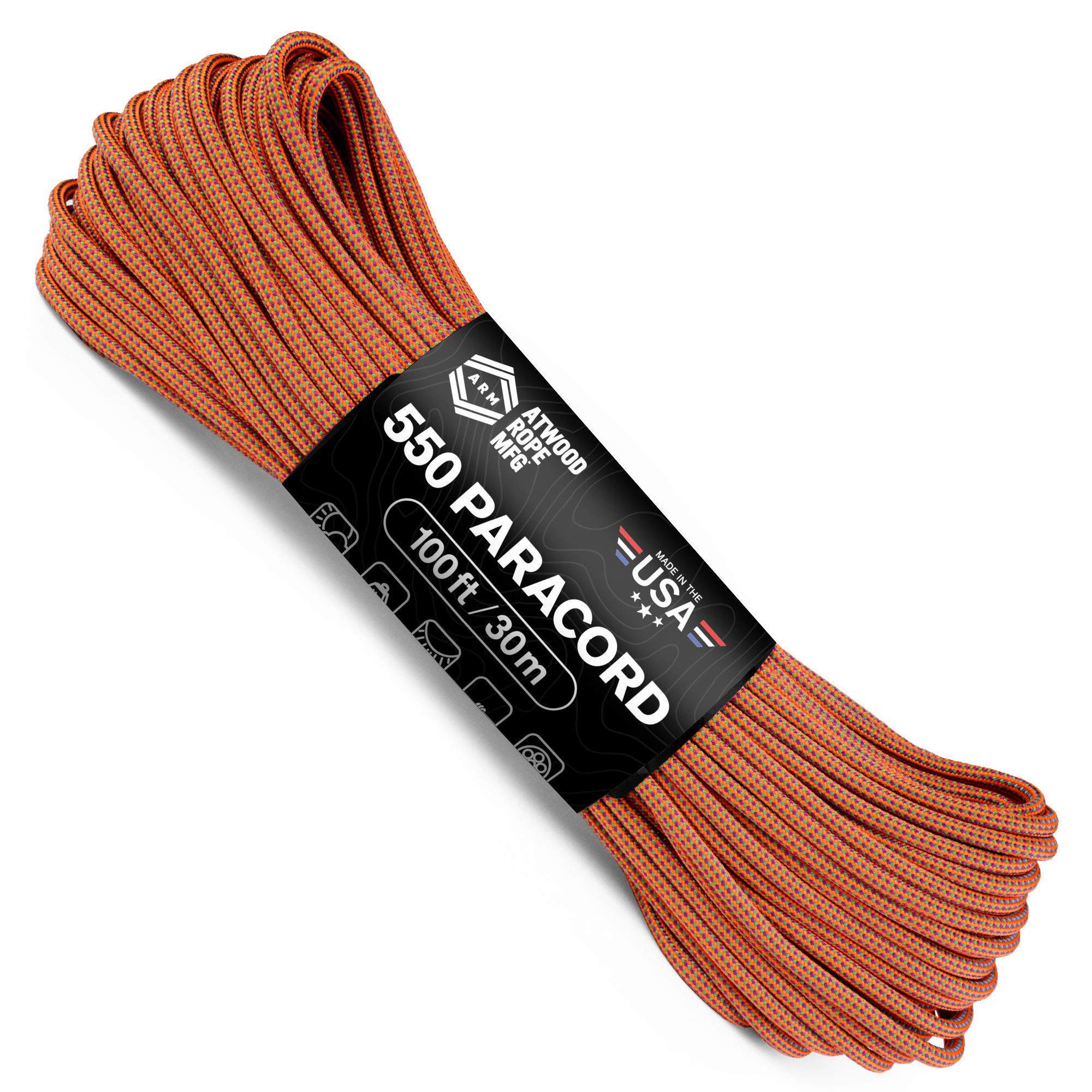 Atwood 550 Paracord 100ft - 7-Strand Nylon Survival Rope for Camping & DIY Crafts