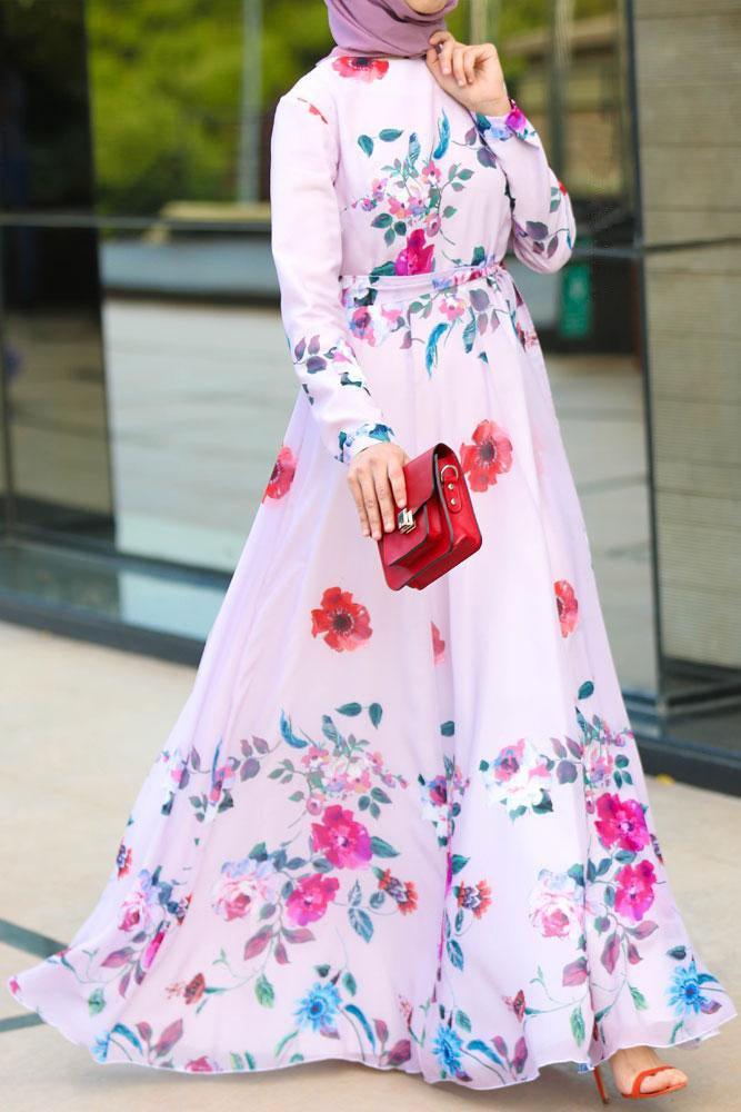 Elegant Shaimaa Chiffon Dress with Adjustable Waist Belt - Perfect for Weddings, Parties & Special Occasions