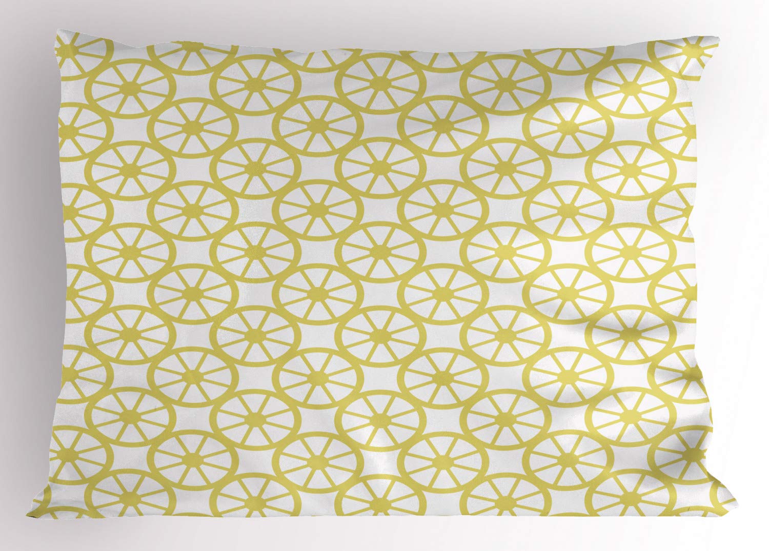 Ambesonne Wheels Pillow Sham - Modern Bicycle Bike Wheels Abstract Circles Print, Decorative Standard King Size Pillowcase (36