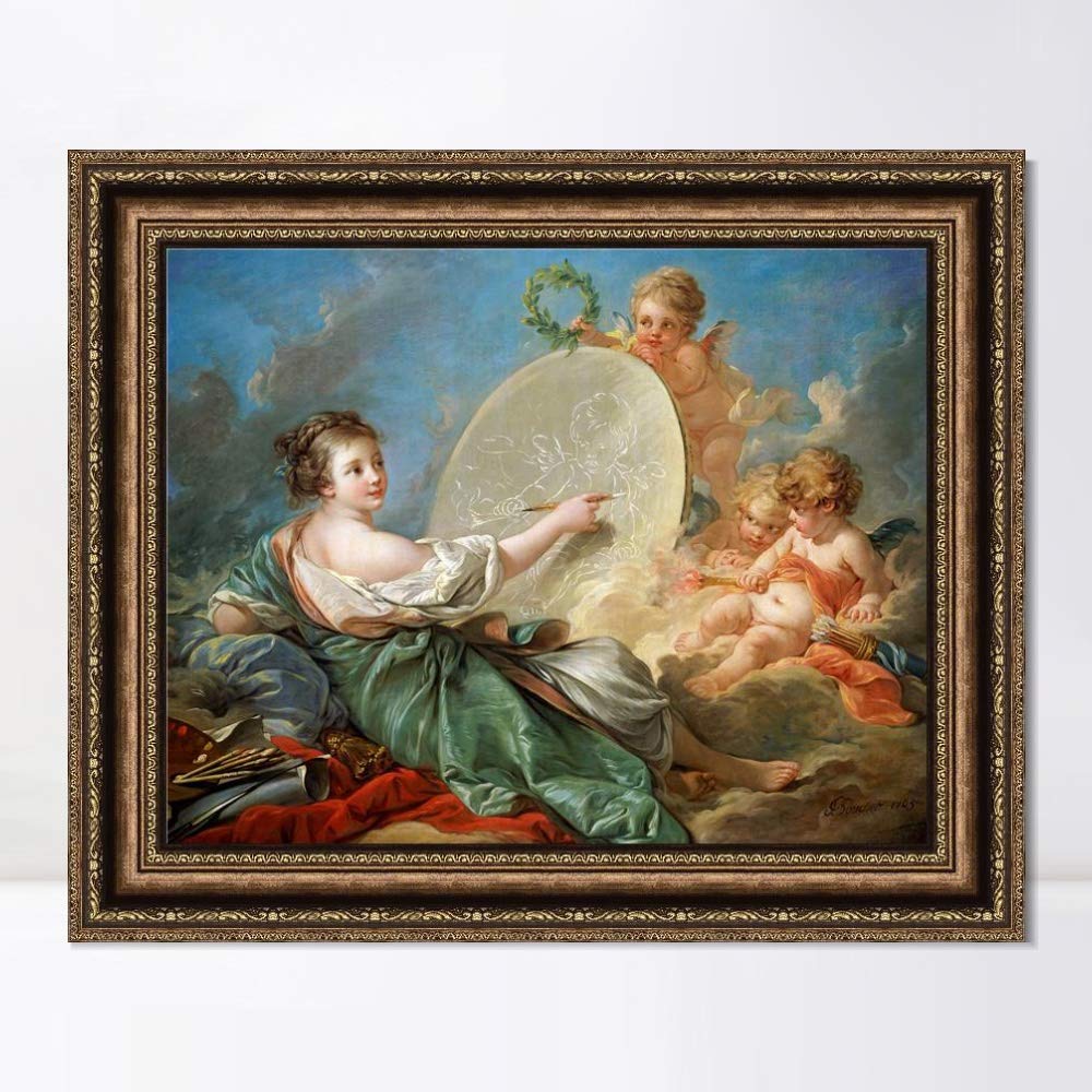 INVIN ART Framed Canvas Wall Art - Francois Boucher Inspired Giclee Print with Vintage Gold Embossed Frame (20x24 inches) - Perfect for Living Room, Bedroom & Home Office Decor | Classic Oil Painting Reproduction for Elegant Interior Design
