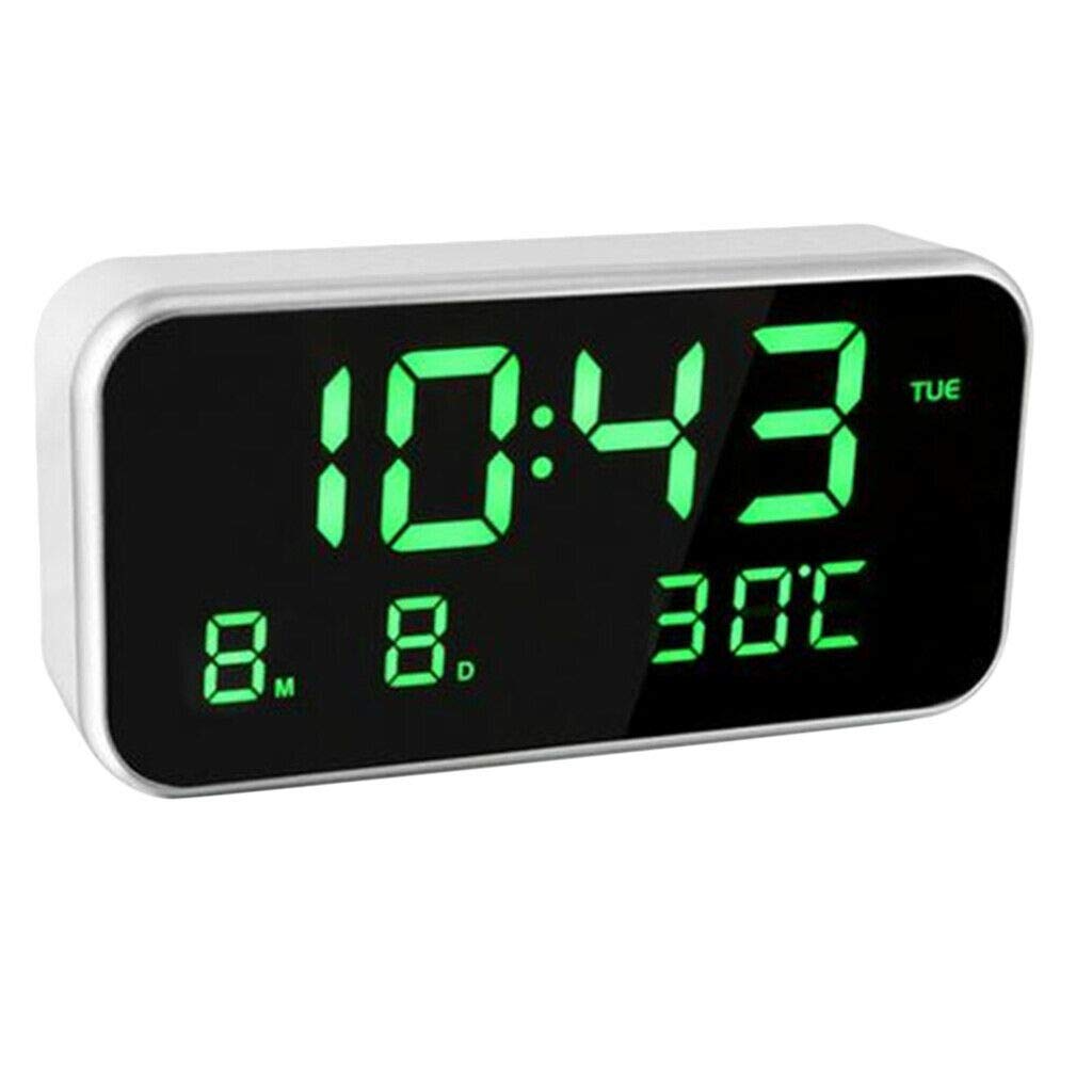 Silent Non-Ticking Digital Alarm Clock with Color Changing Night Light - White & Green LED Desk Clock for Bedroom, Office, Nursery | Perfect for Nighttime Reading, Gentle Wake-Up & Modern Home Decor