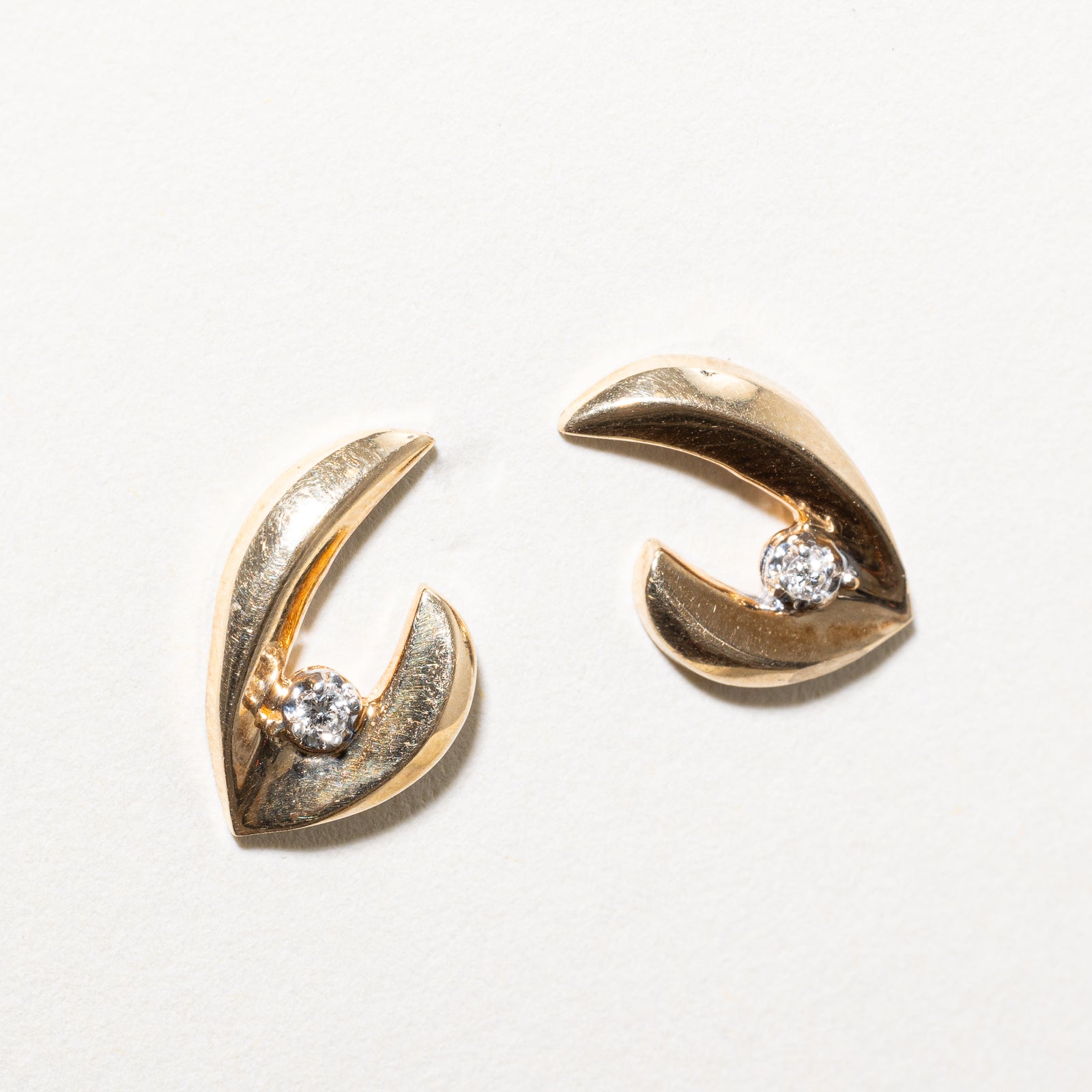 10K Gold Diamond Abstract Stud Earrings for Women | 0.04ctw Genuine Natural Diamonds | Minimalist Dainty Jewelry for Everyday Wear & Special Occasions