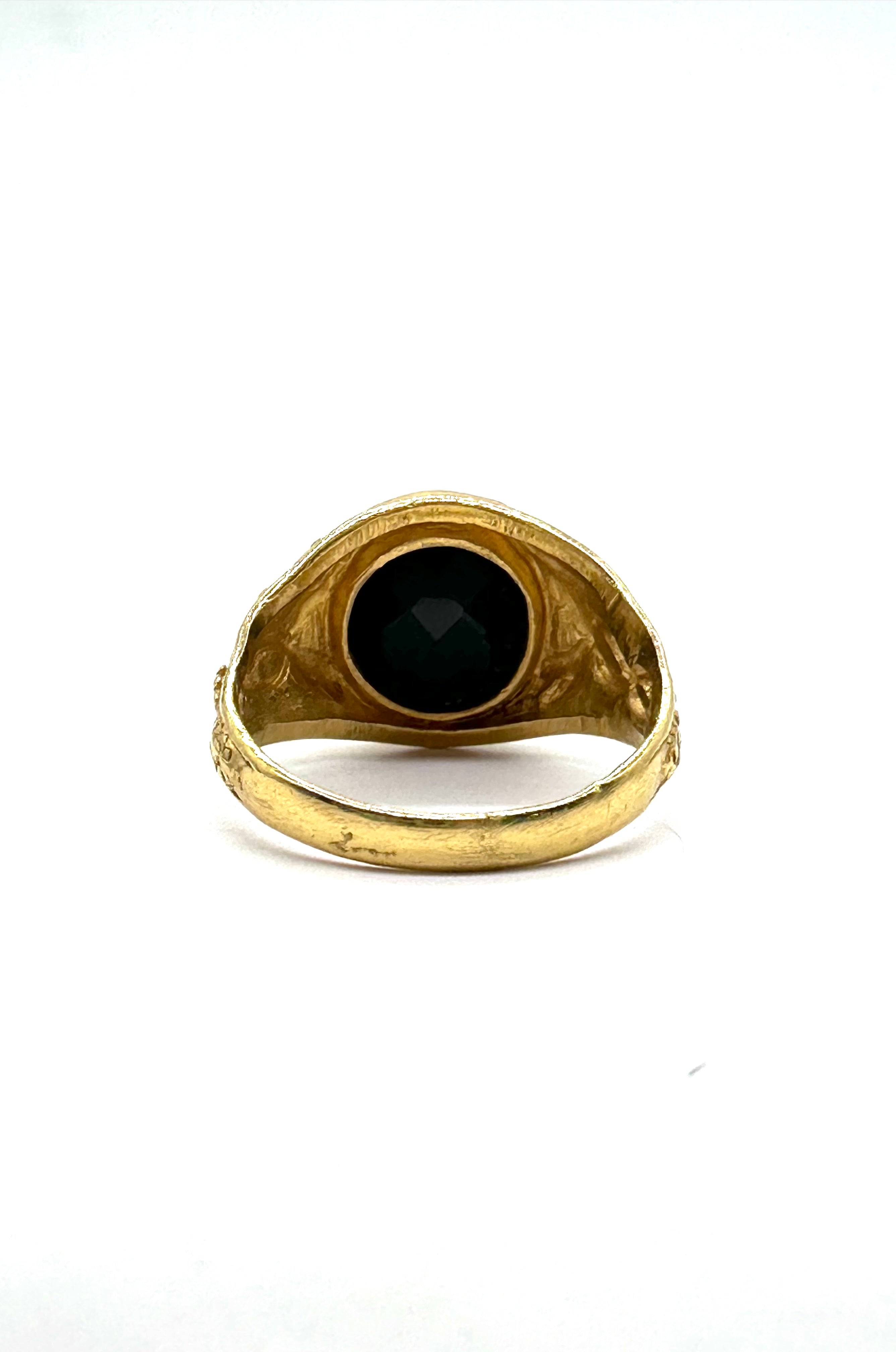 Men's Black Onyx Checkered 24K Gold Dragon Ring for Men - Stylish Statement Jewelry for Gifts, Parties & Fashion Accessories