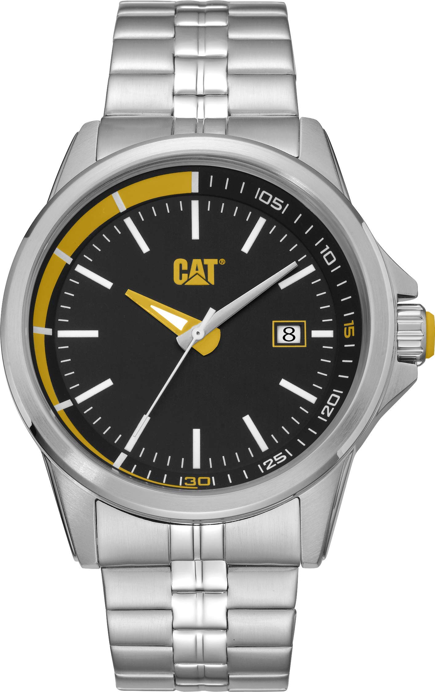 CAT Slider SS Men's Watch - 43mm Stainless Steel Case & Strap, Black Dial - Durable Casual & Dress Watch for Work, Outdoor & Everyday Wear