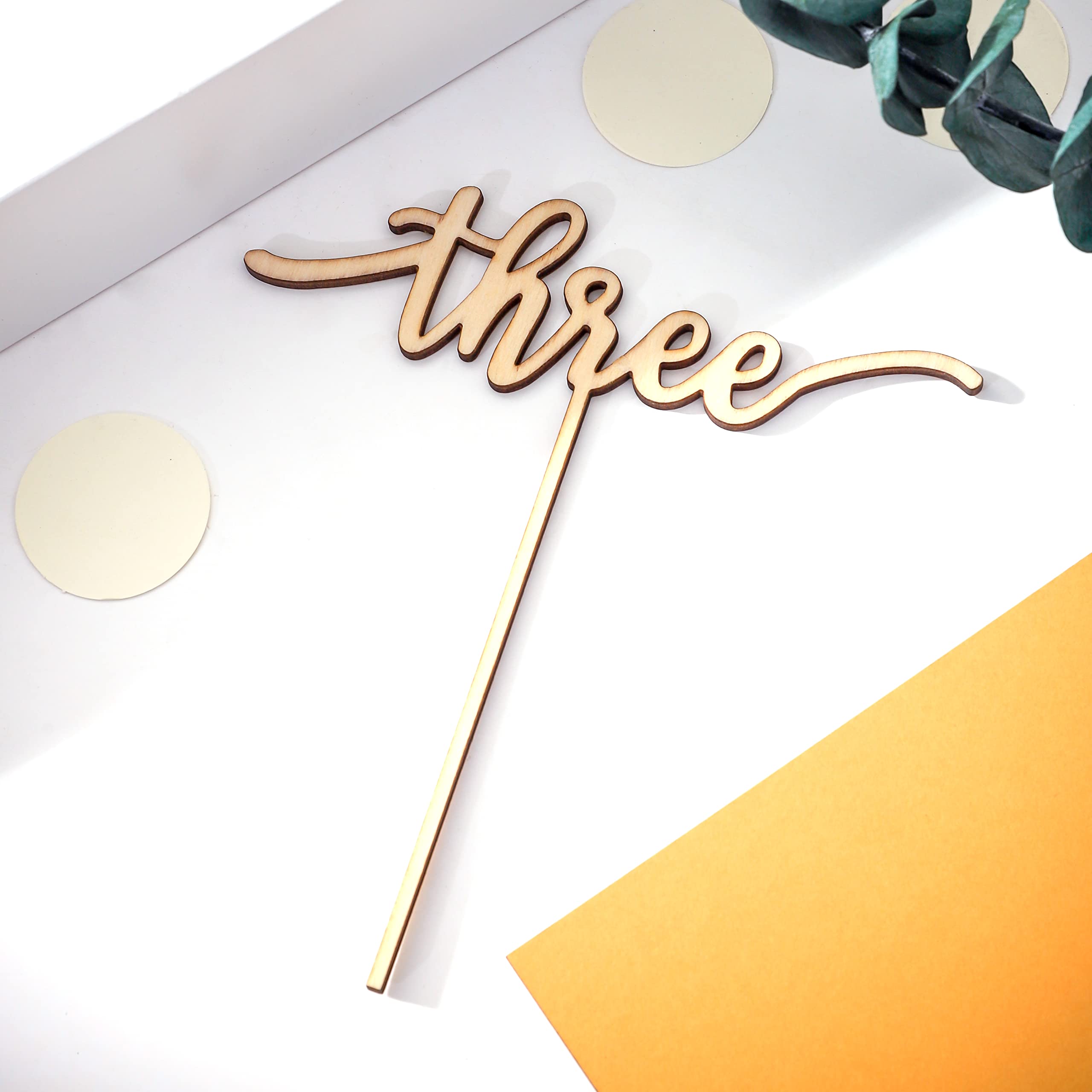 Wooden 3-Year Anniversary Cake Topper - Rustic Birthday Cake Decorations, Smash Cake Topper for Photo Booth Props & Cake Decorating Supplies | Perfect for 3rd Birthday Parties, Anniversary Celebrations & Photo Shoot Backdrops