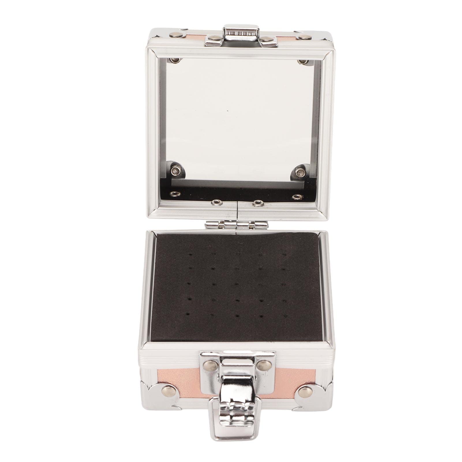 Transparent Nail Drill Bit Holder & Displayer - Aluminum Alloy Acrylic Flip Cover for Professional & Home Manicure (Golden) | Perfect for Salon Organization & DIY Nail Art