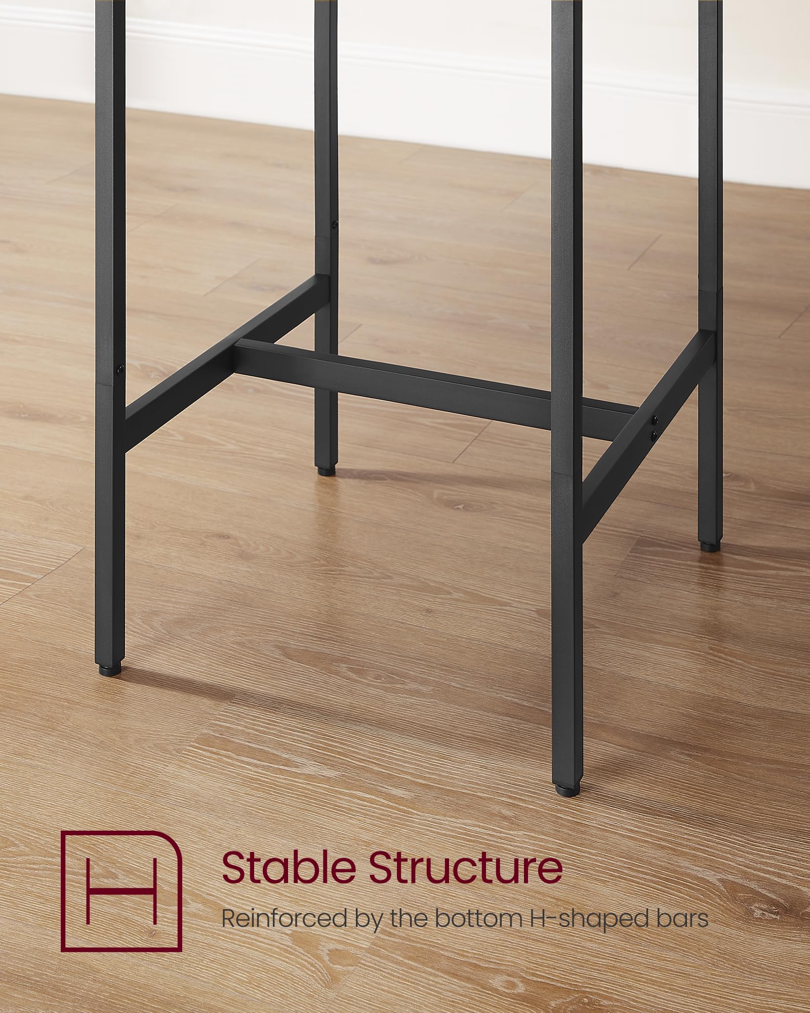 VASAGLE 2-Piece Bar Table and Stools Set, Square Pub Height Dining Table with 2 Stools - Space Saving Kitchen Breakfast Nook, Living Room, Party Room Furniture - Ebony Black & Ink Black - Perfect for Small Apartments, Studio Homes and Entertaining Guests