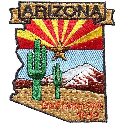 Arizona State Shaped Embroidered Iron-On Patch - Perfect for Backpacks, Jackets & DIY Crafts | State Pride Accessory